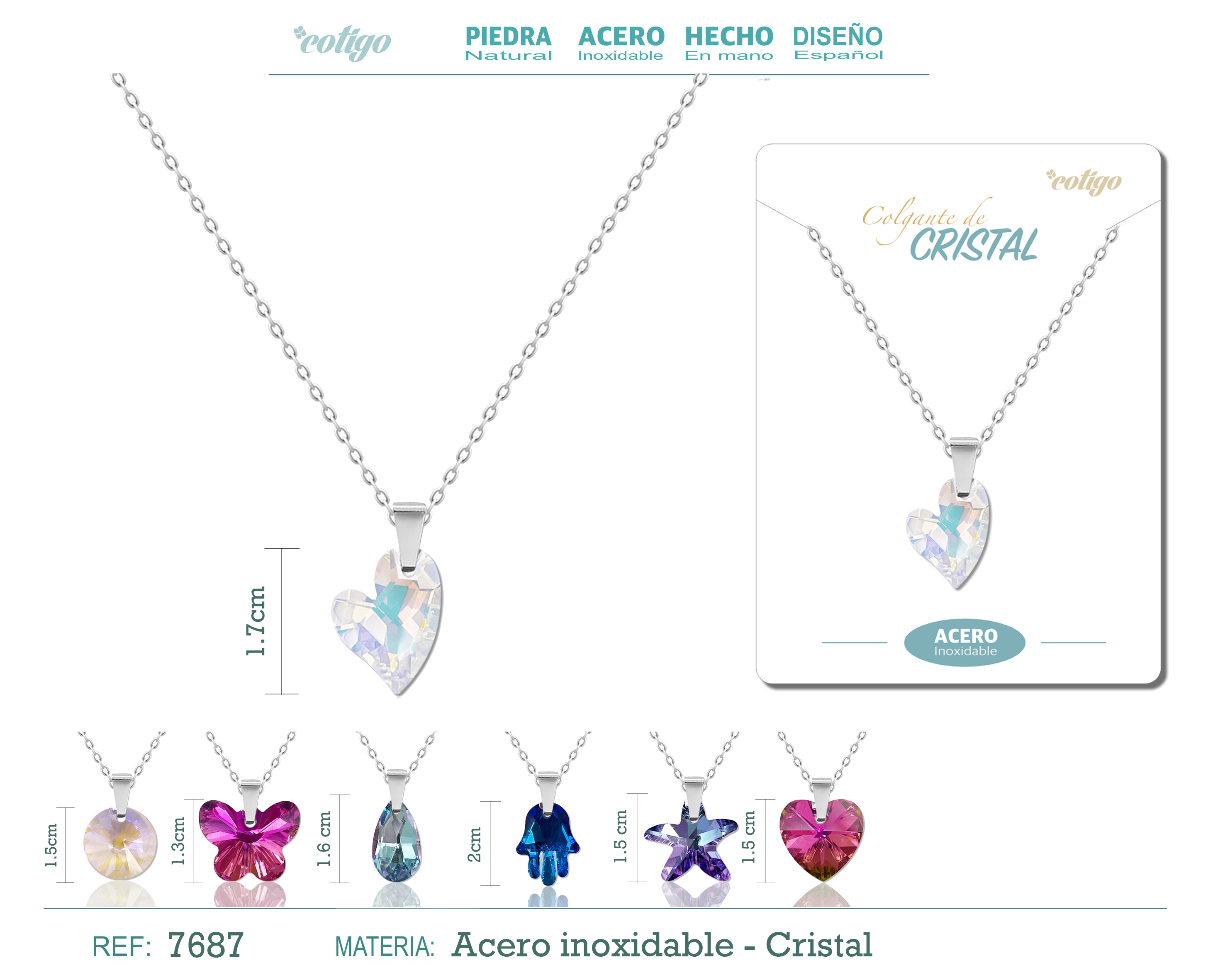 Colgante Cristal + candena Acero