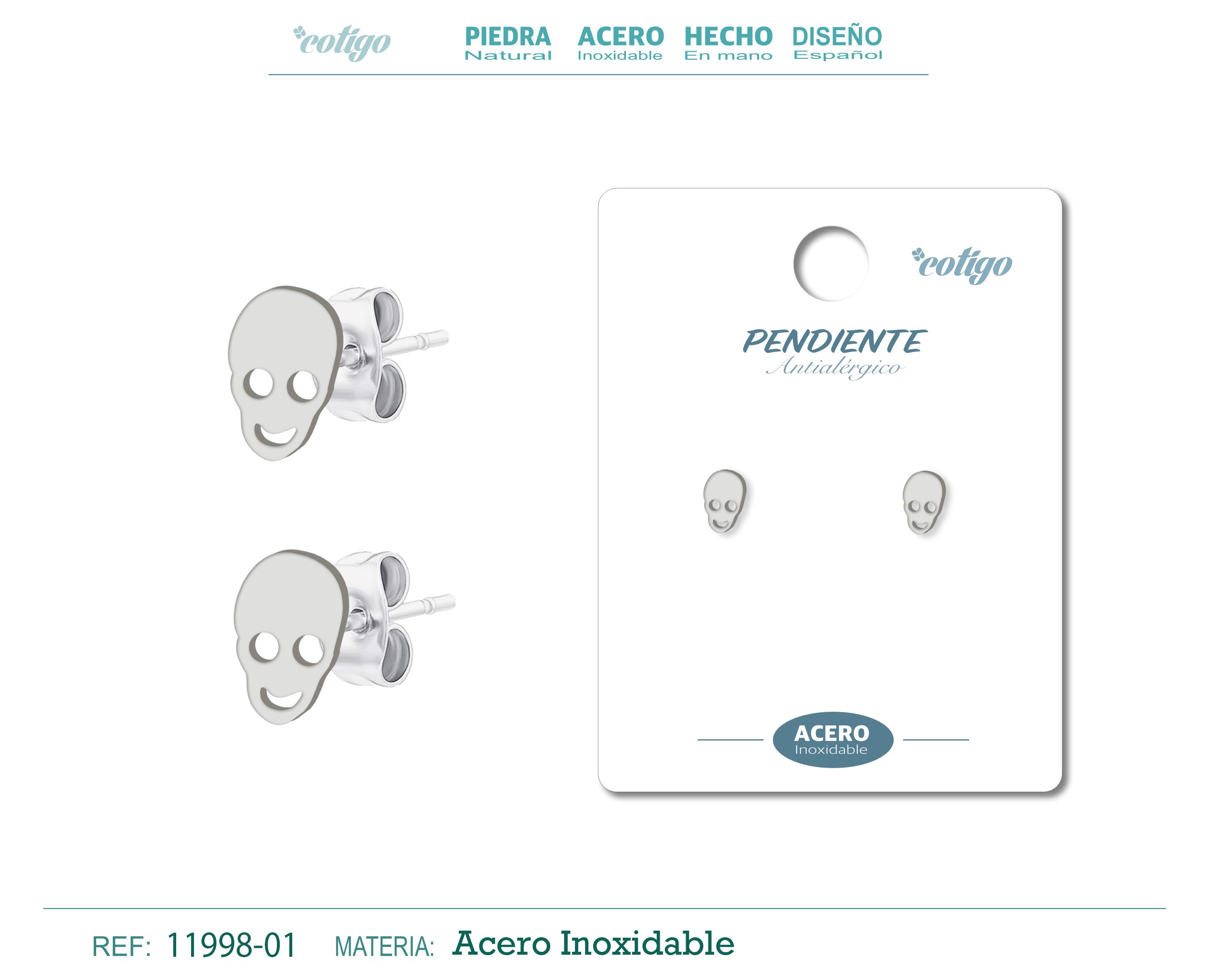 Pendiente Acero color Plateado