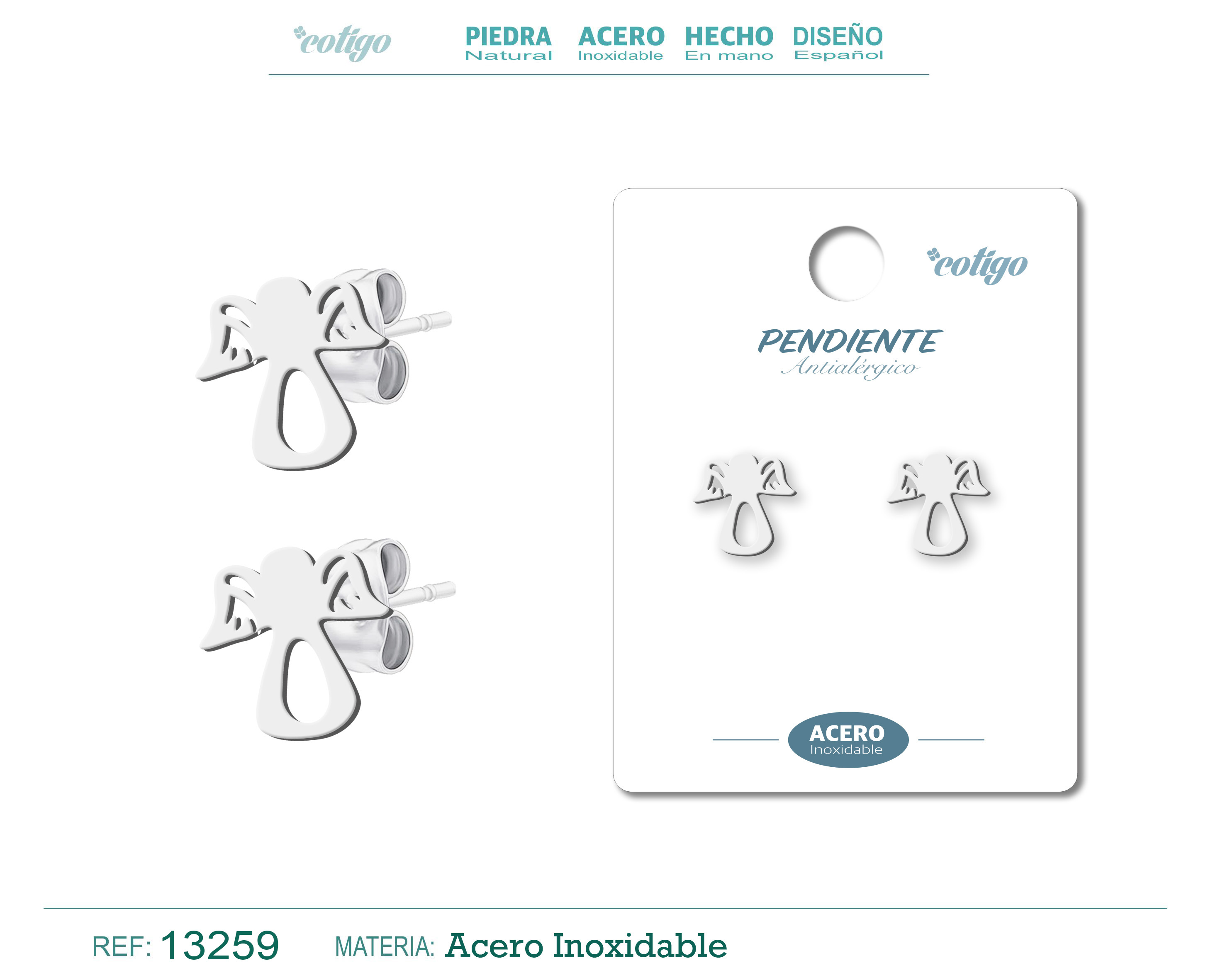 Pendiente Acero Inoxidable color Plateado