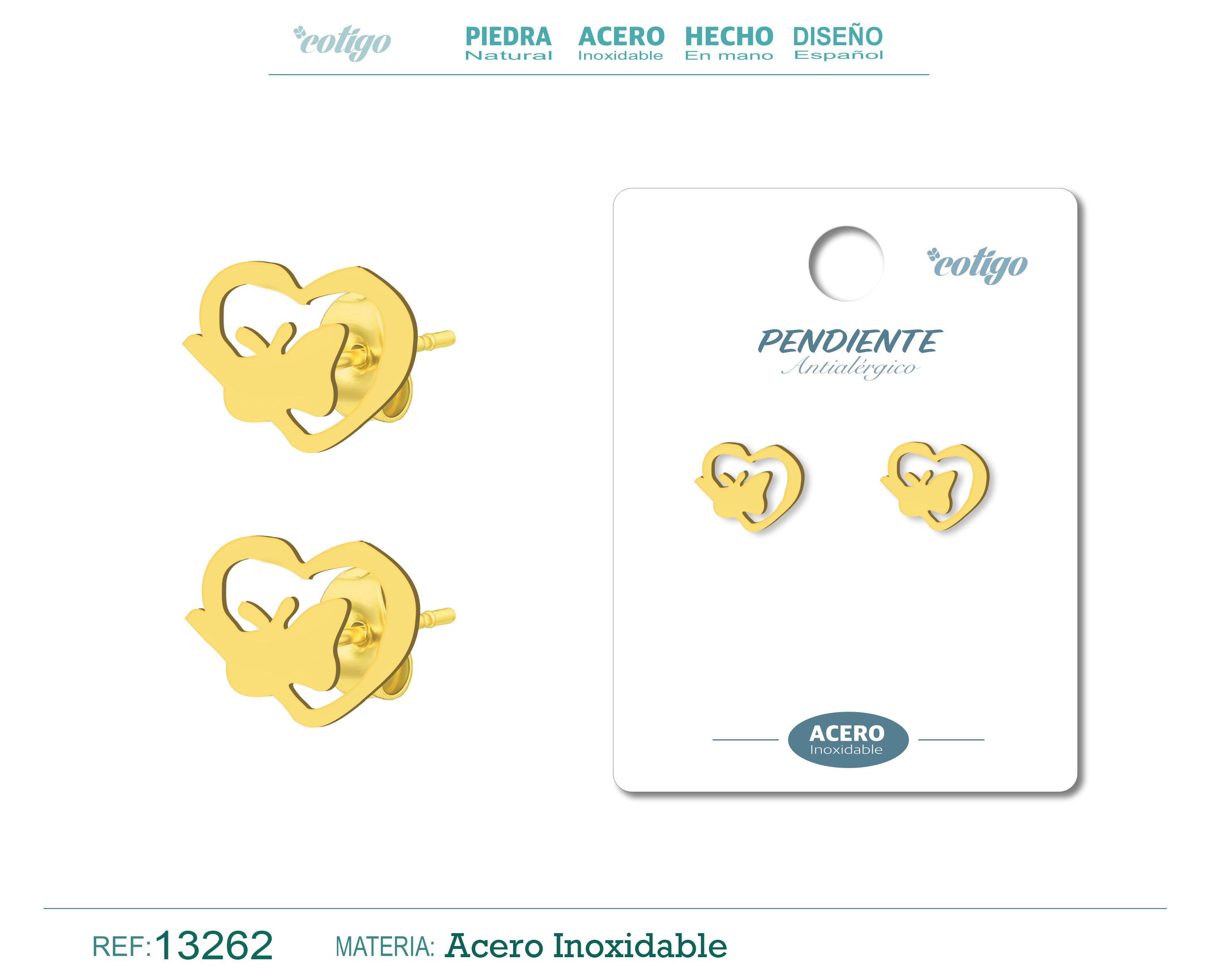 Pendiente Acero Inoxidable color Dorado