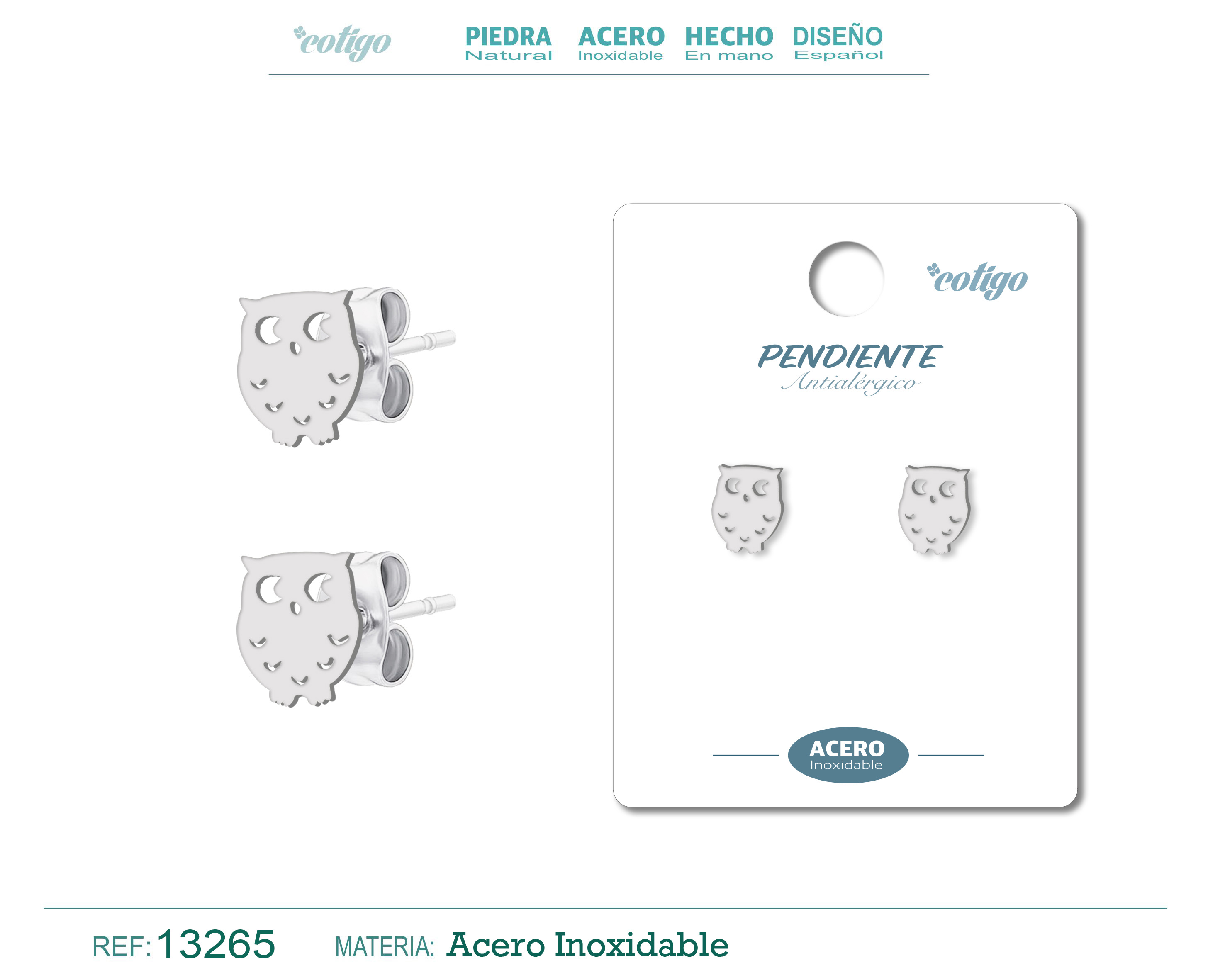 Pendiente Acero Inoxidable color Plateado