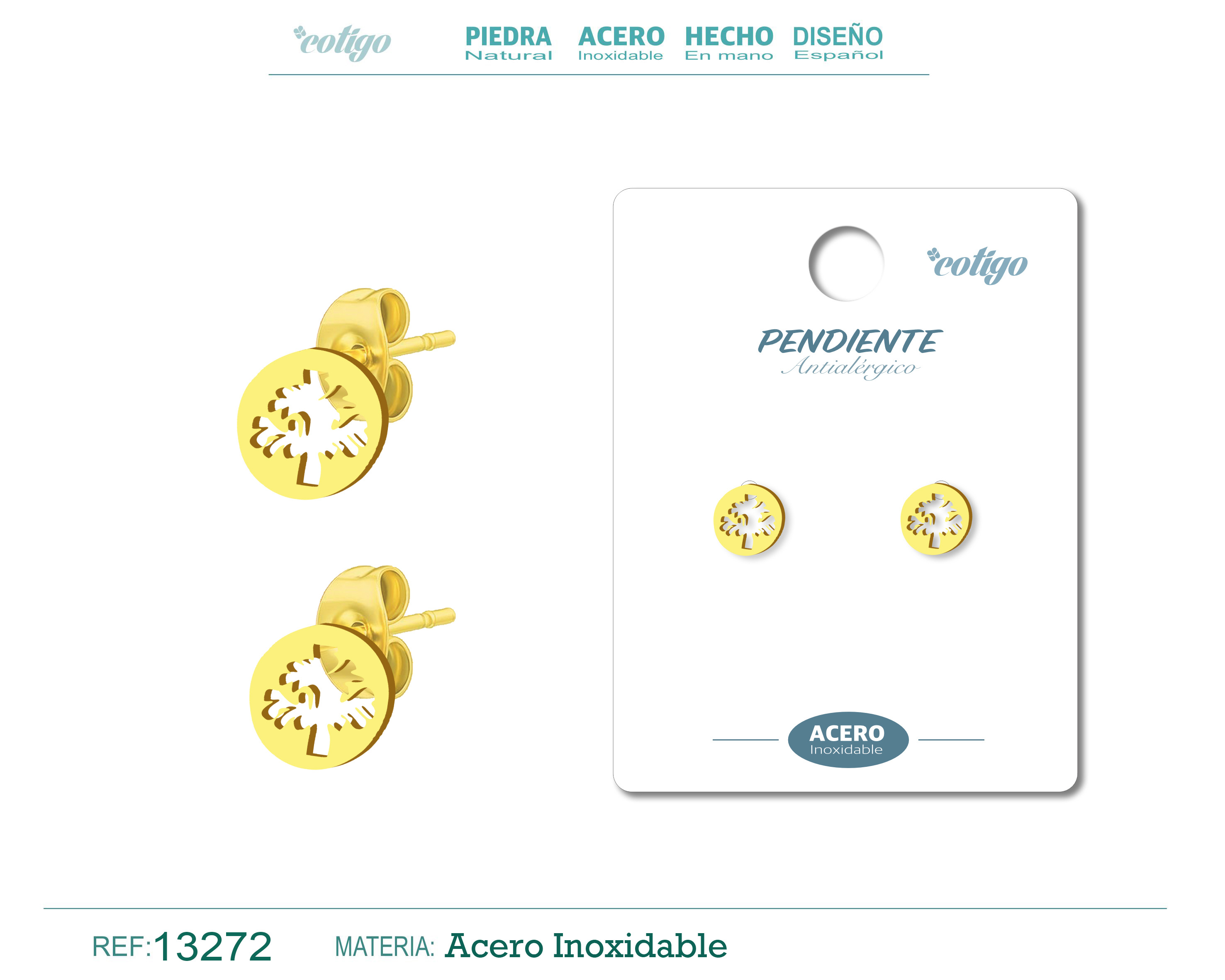 Pendiente Acero Inoxidable color Dorado
