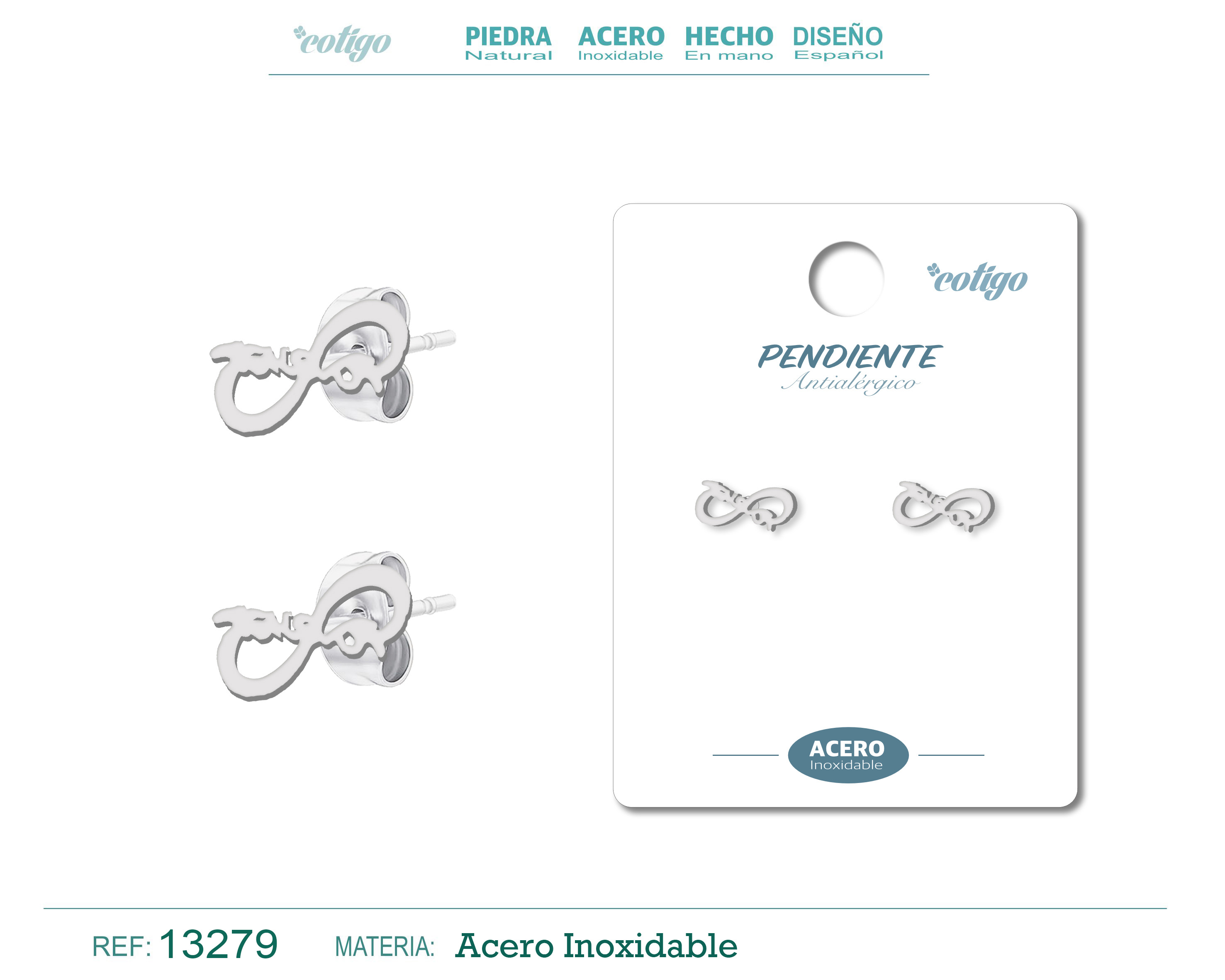Pendiente Acero Inoxidable color Plateado