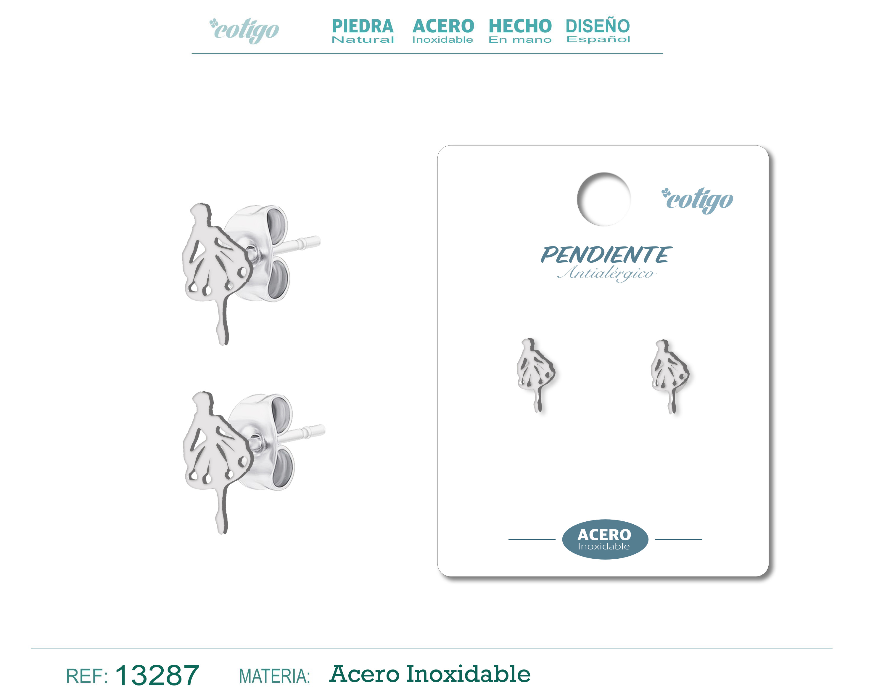 Pendiente Acero Inoxidable color Plateado