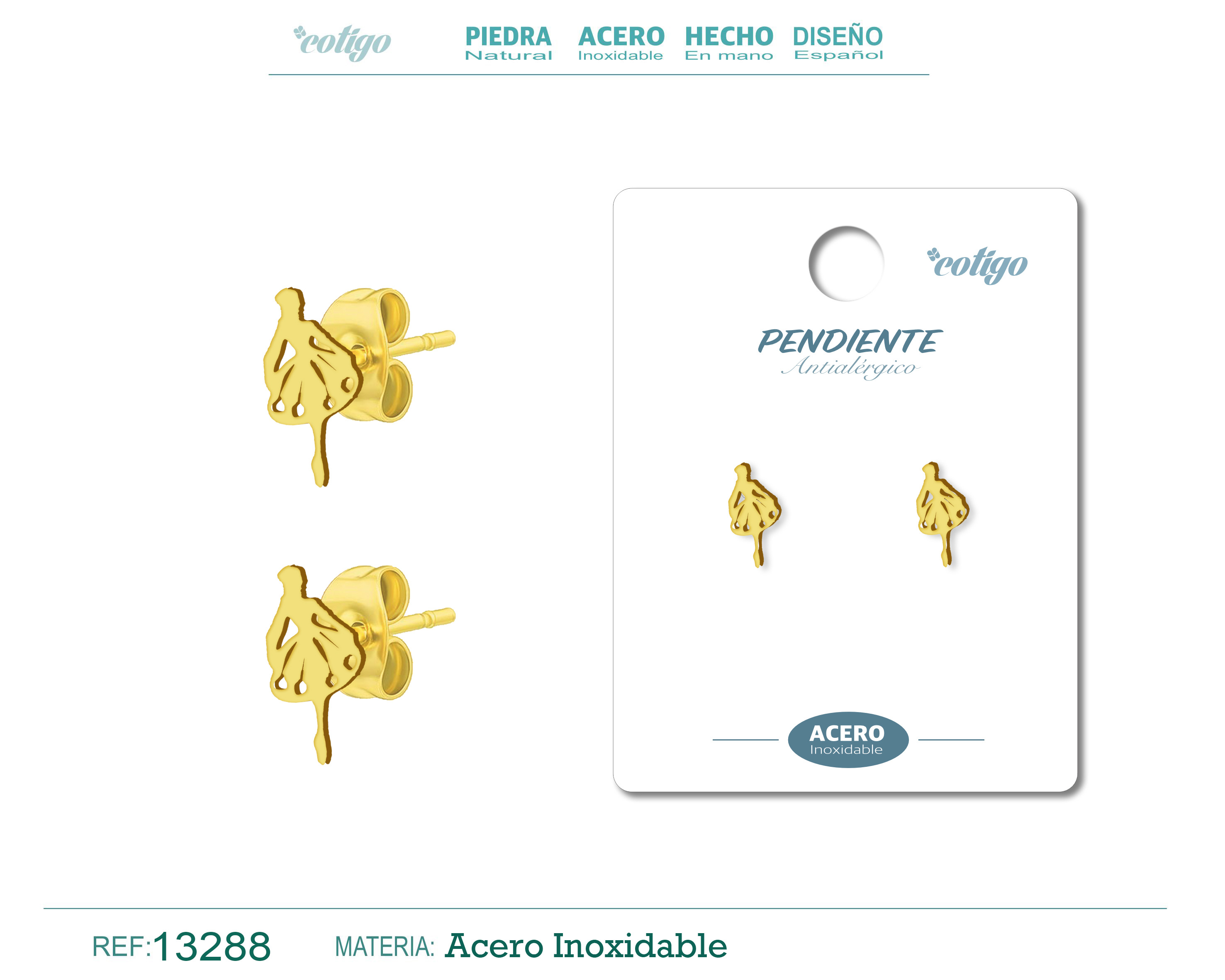 Pendiente Acero Inoxidable color Dorado