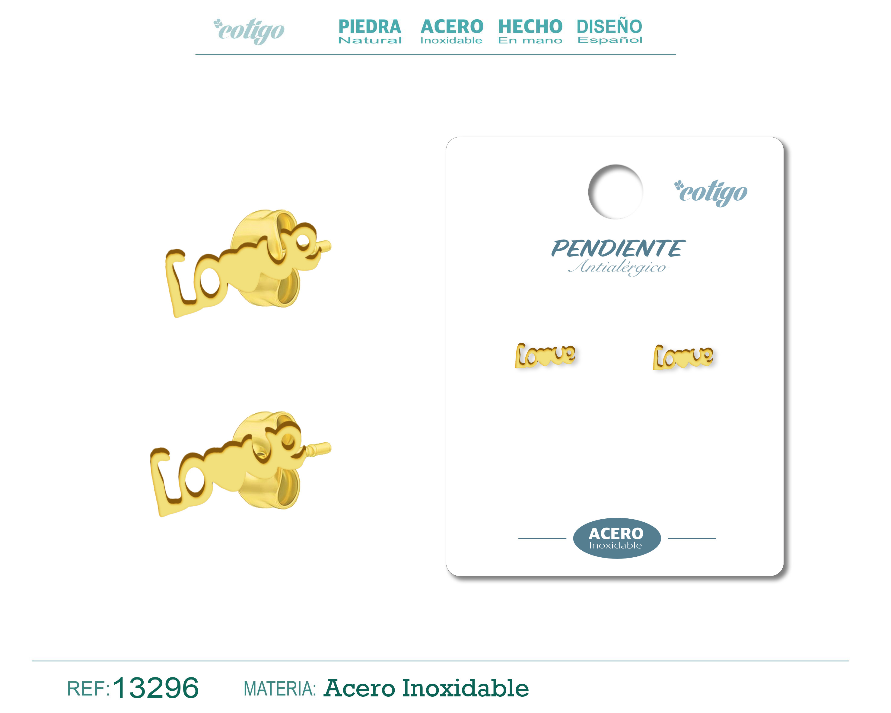 Pendiente Acero Inoxidable color Dorado