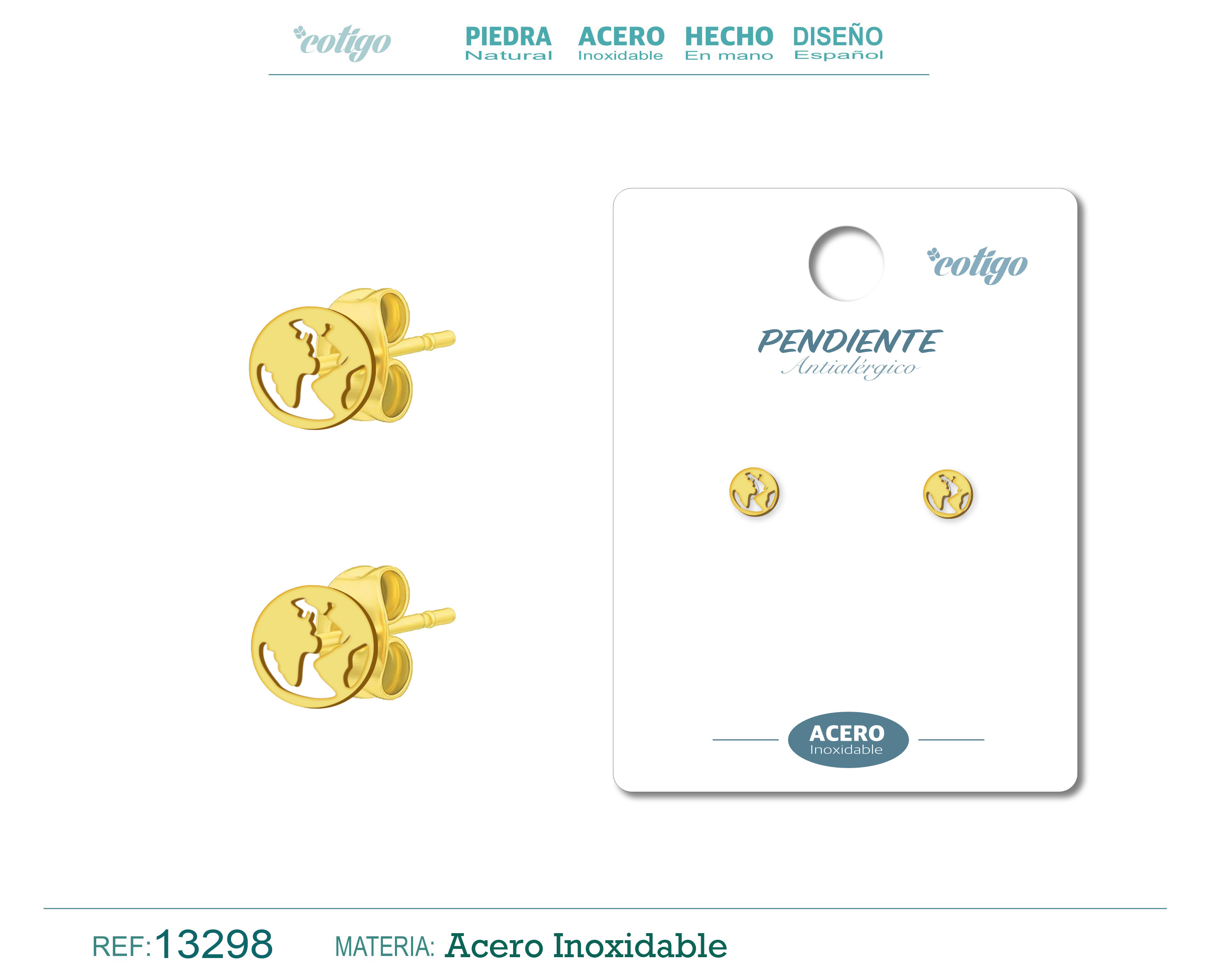 Pendiente Acero Inoxidable color Dorado