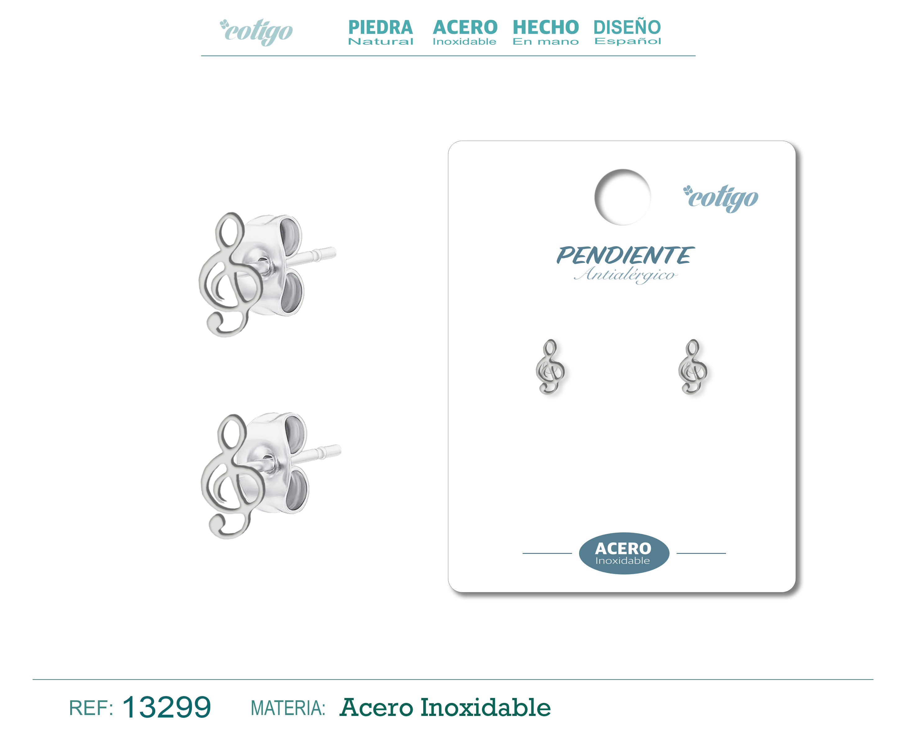 Pendiente Acero Inoxidable color Plateado