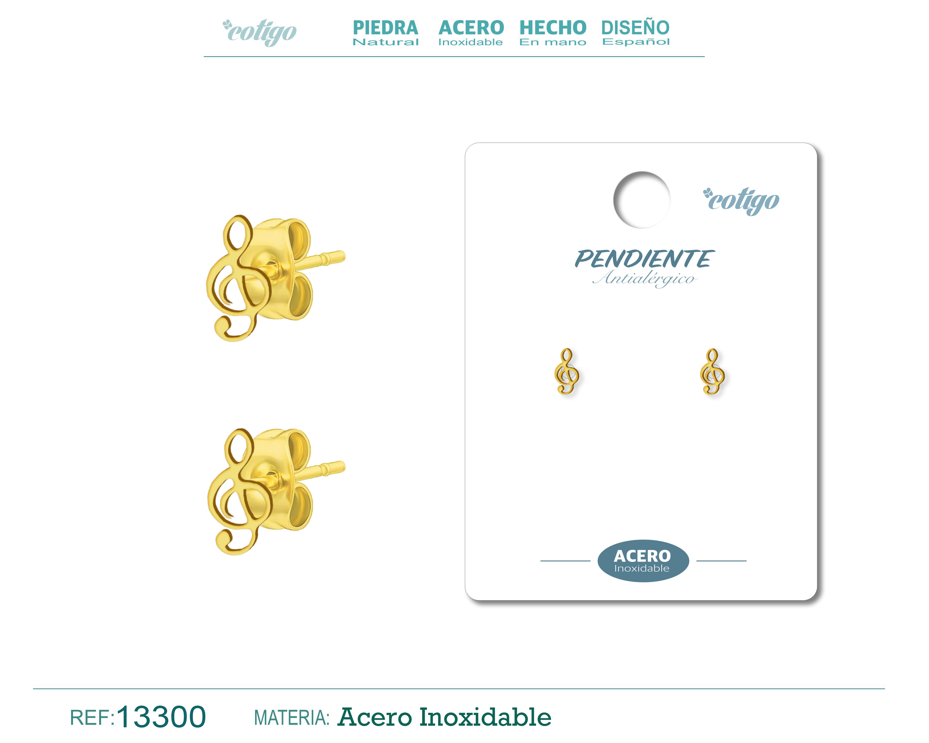 Pendiente Acero Inoxidable color Dorado