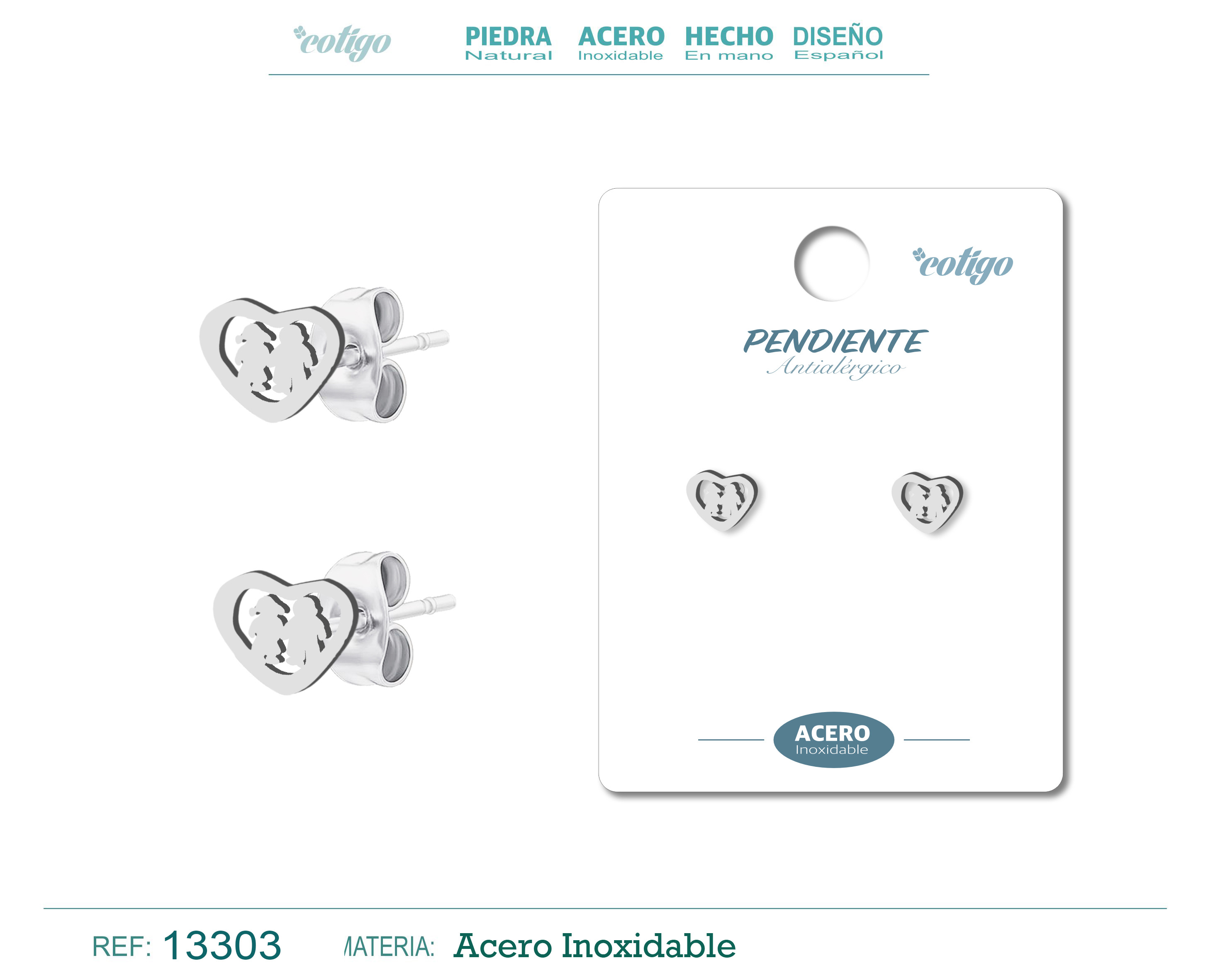 Pendiente Acero Inoxidable color Plateado