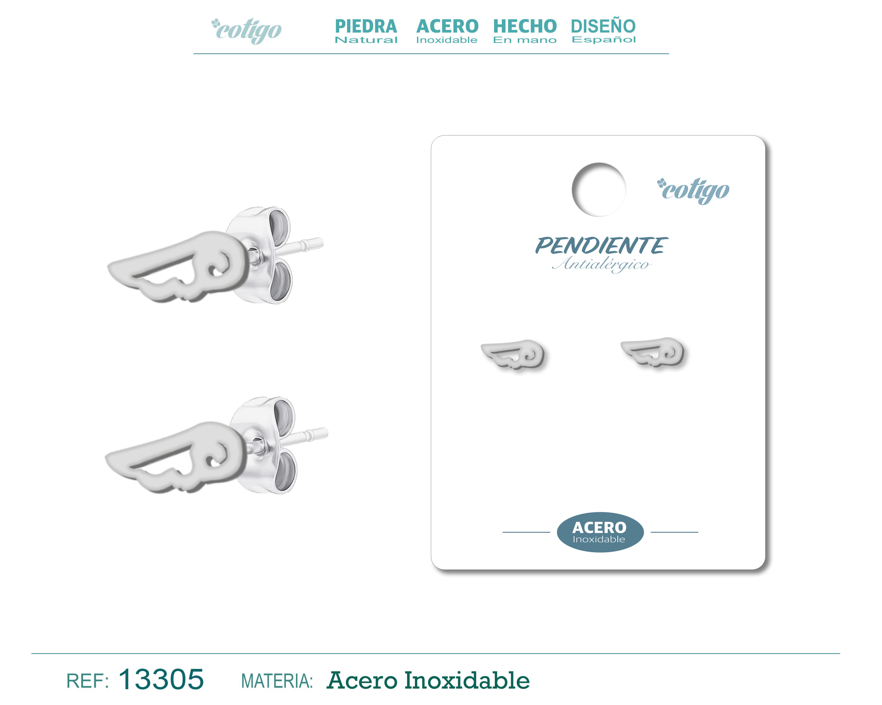 Pendiente Acero Inoxidable color Plateado