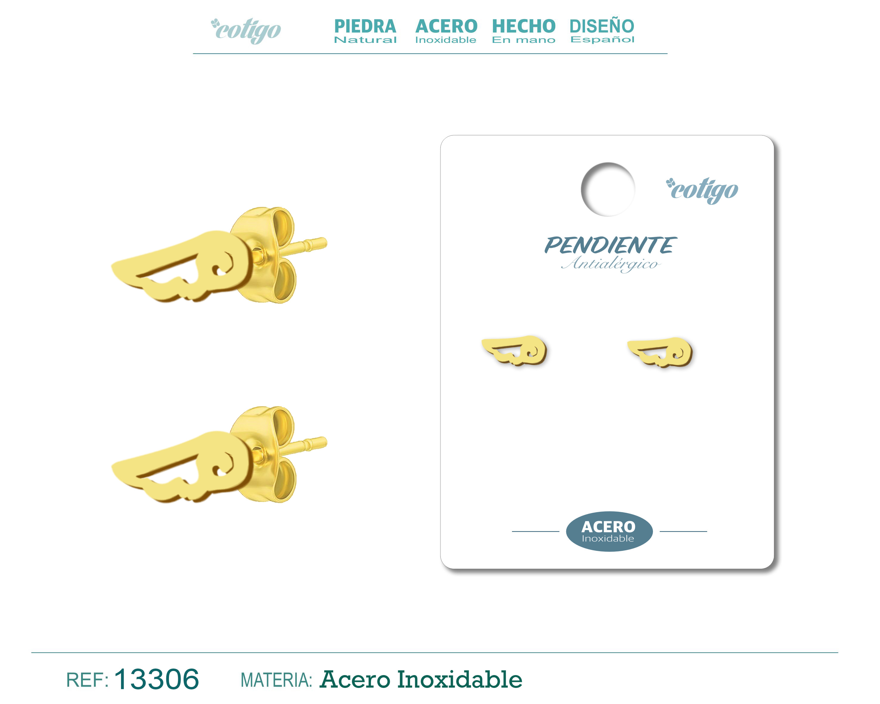 Pendiente Acero Inoxidable color Dorado
