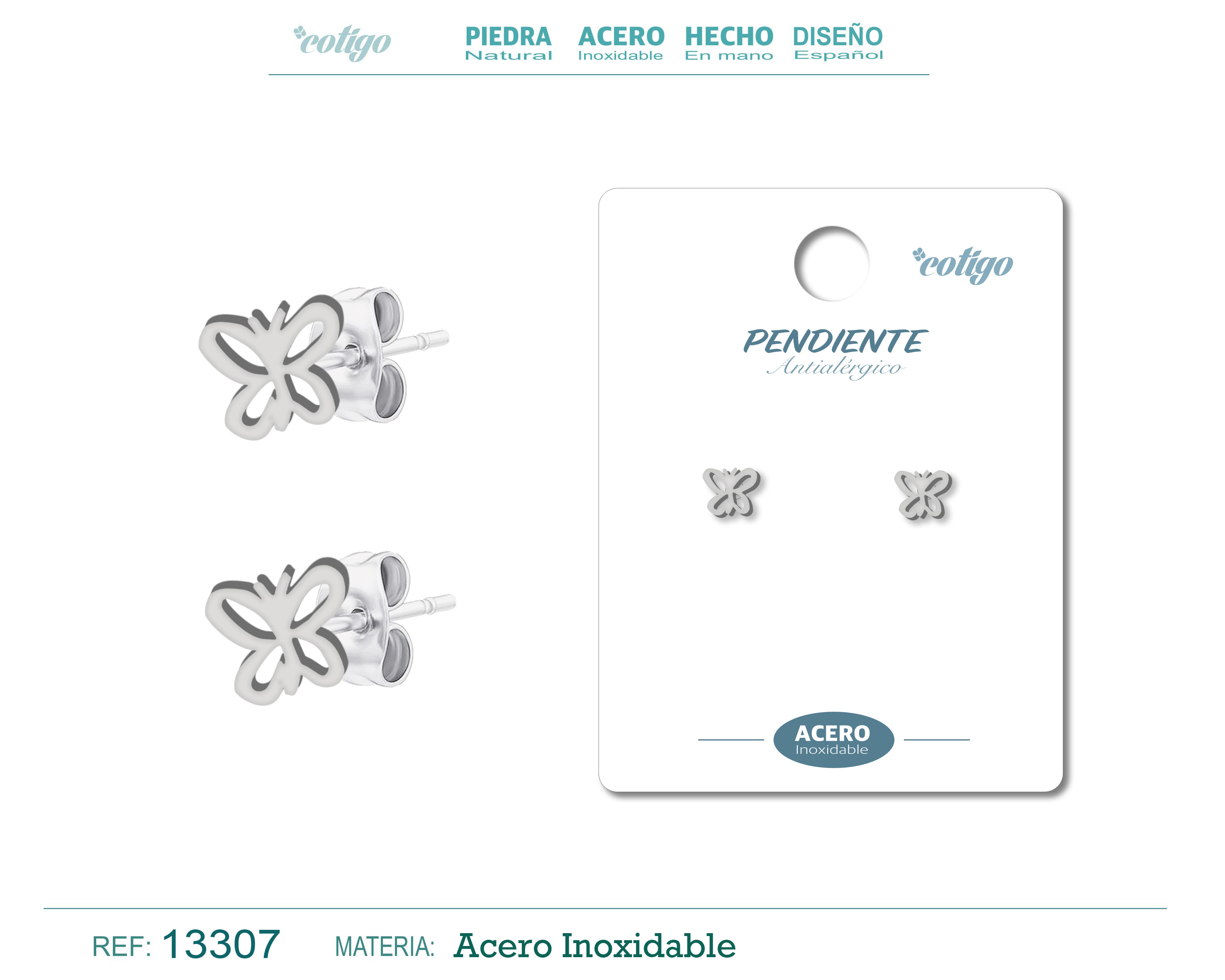 Pendiente Acero Inoxidable color Plateado