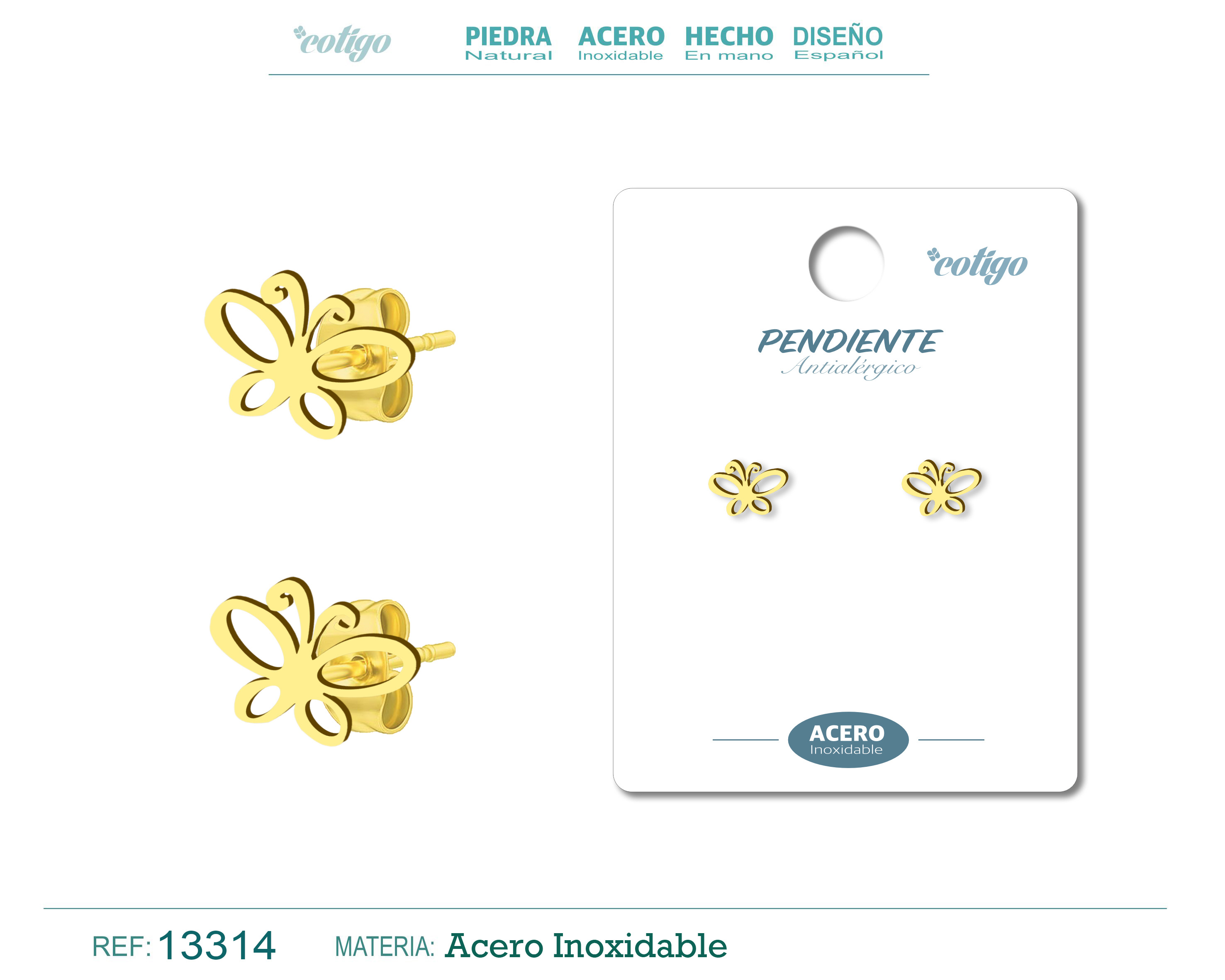Pendiente Acero Inoxidable color Dorado