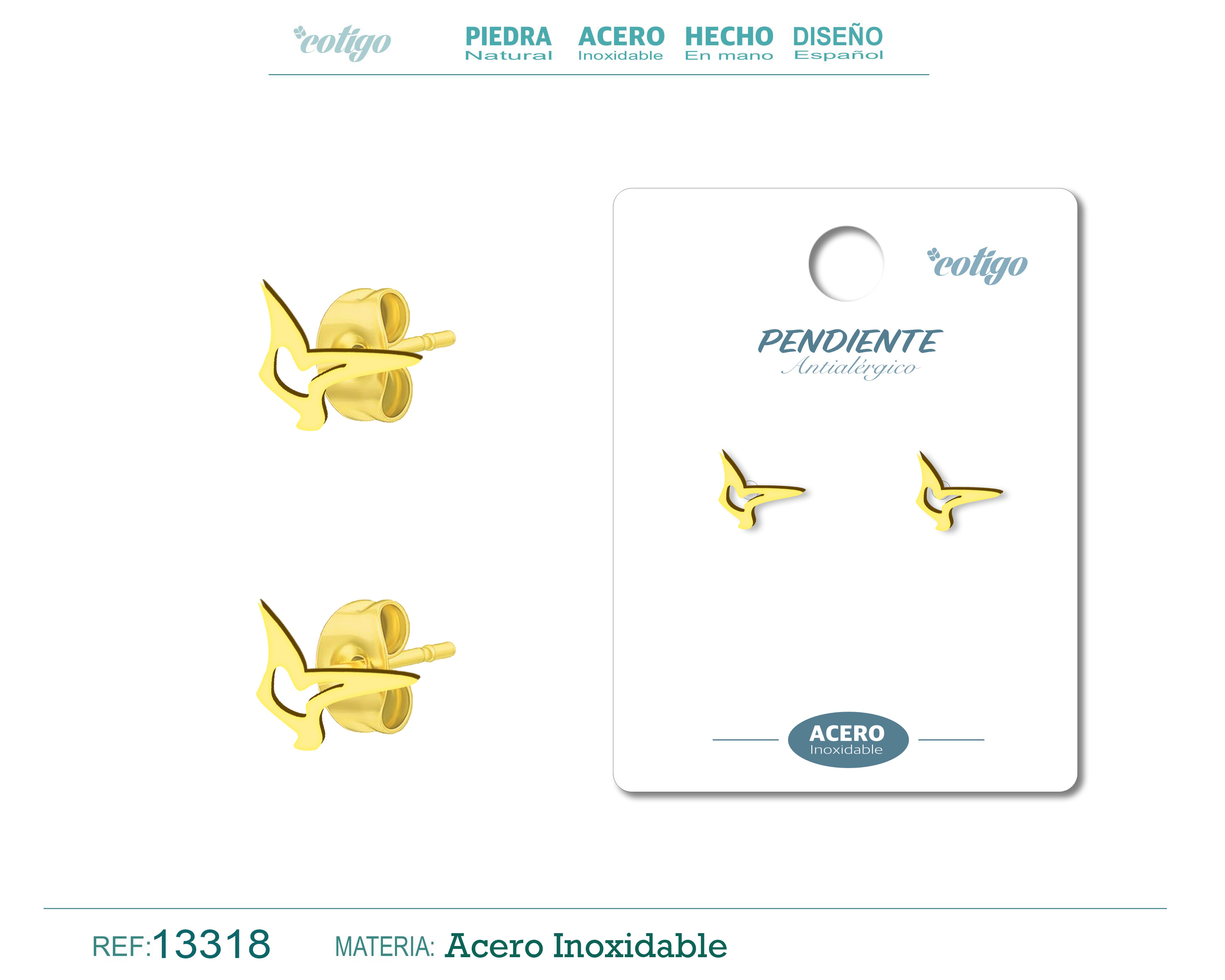 Pendiente Acero Inoxidable color Dorado