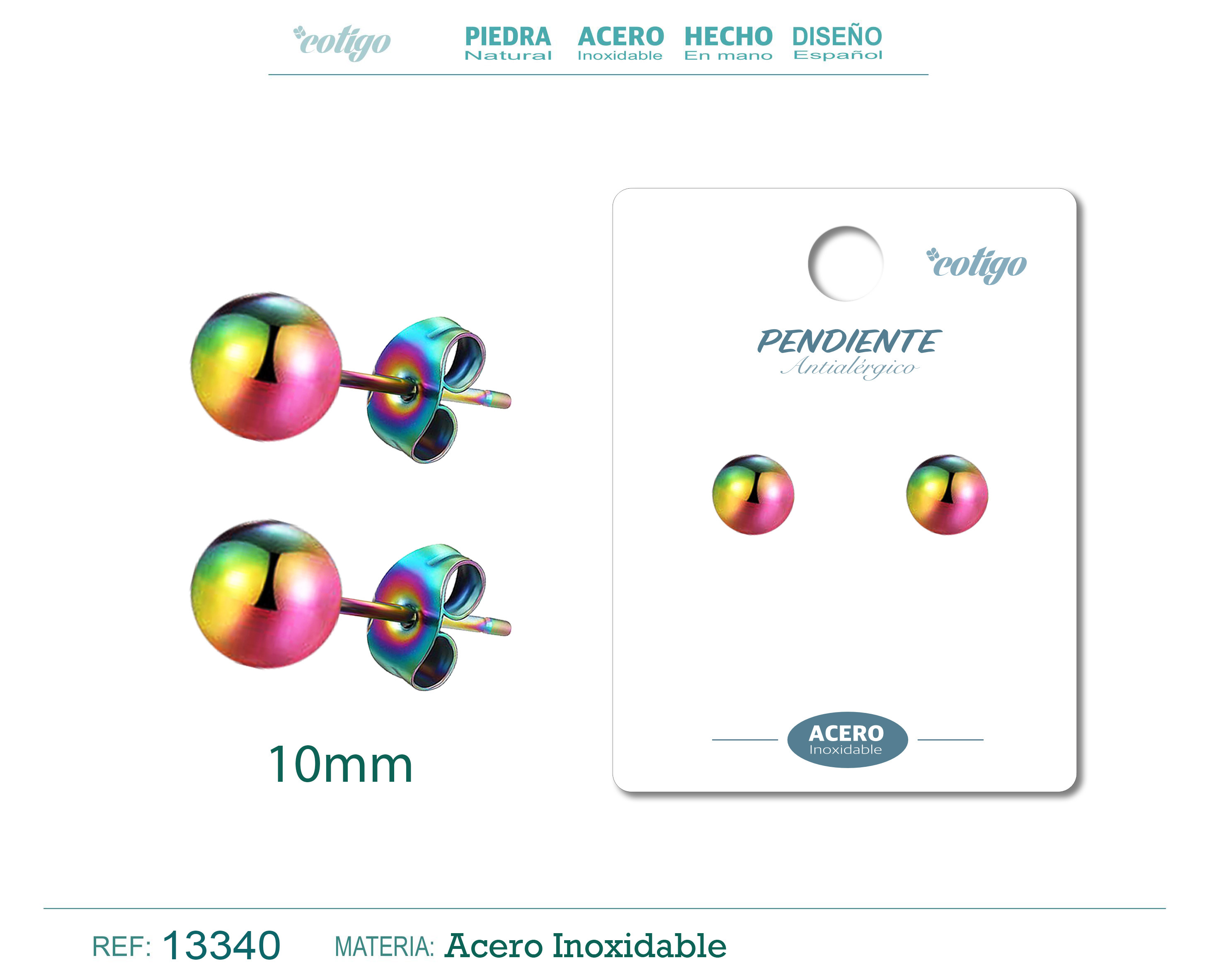 Pendiente Bola 10mm Acero color Multicolor