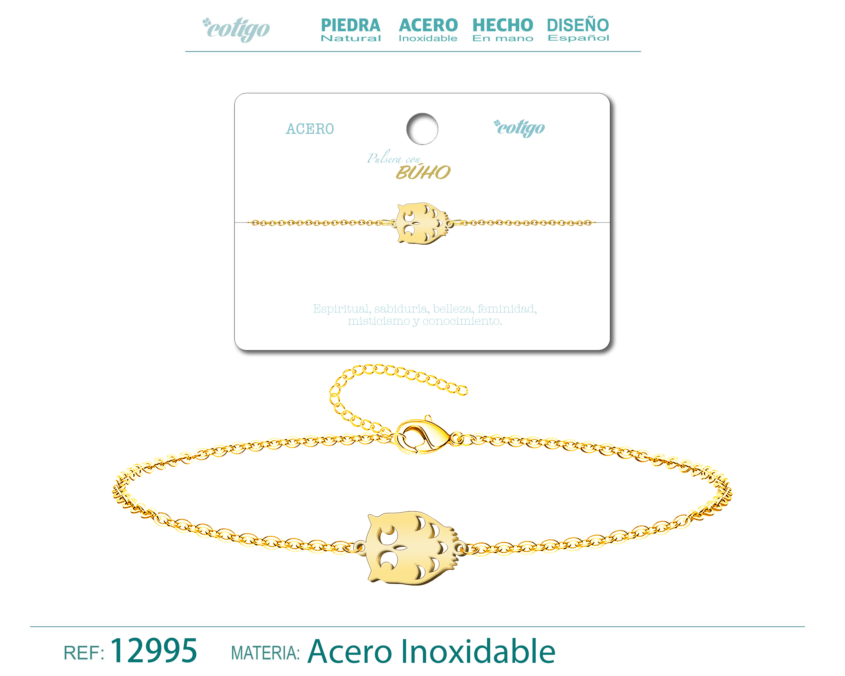 Pulsera BúhoAcero Dorado
