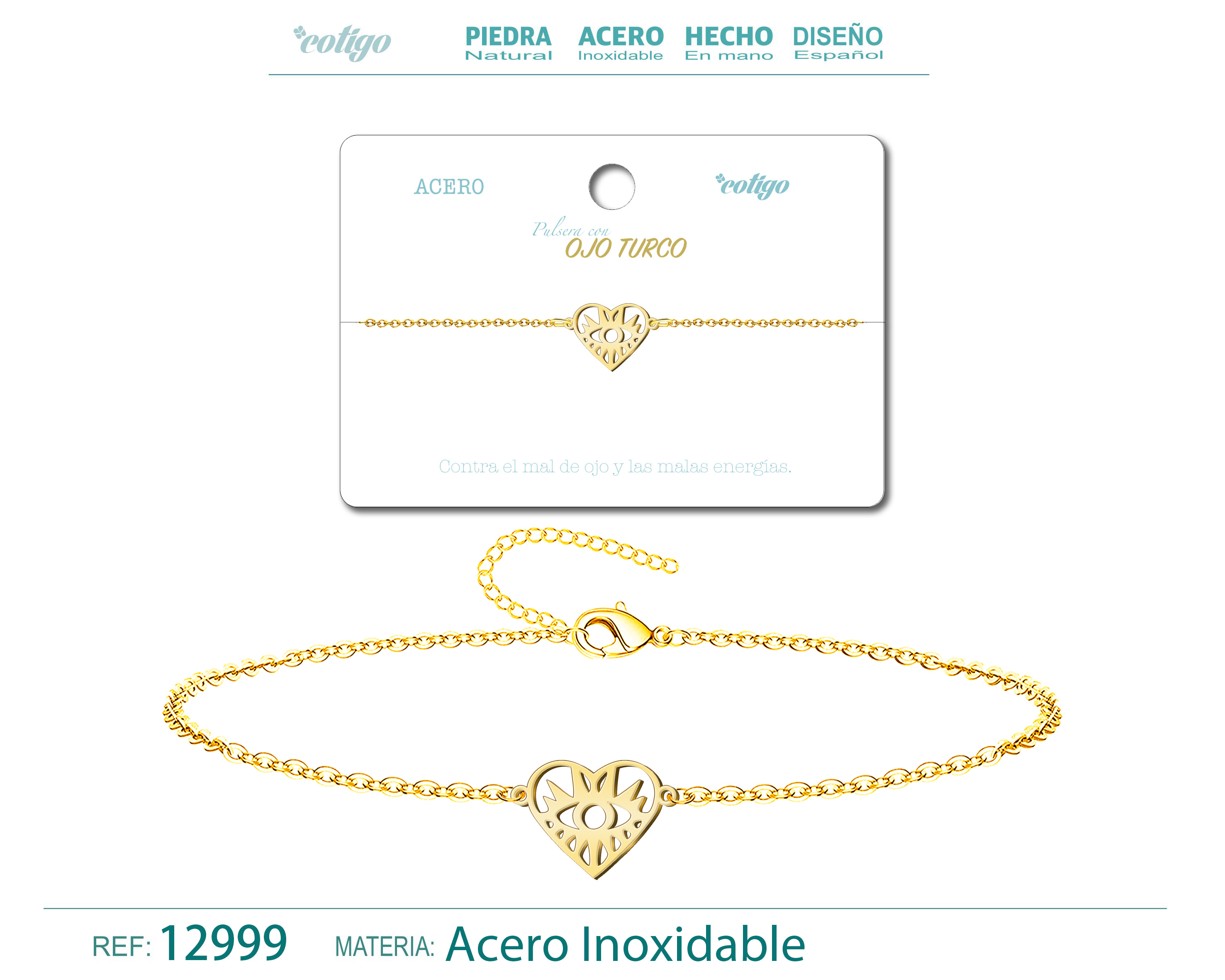 Pulsera Ojo TurcoAcero Dorado