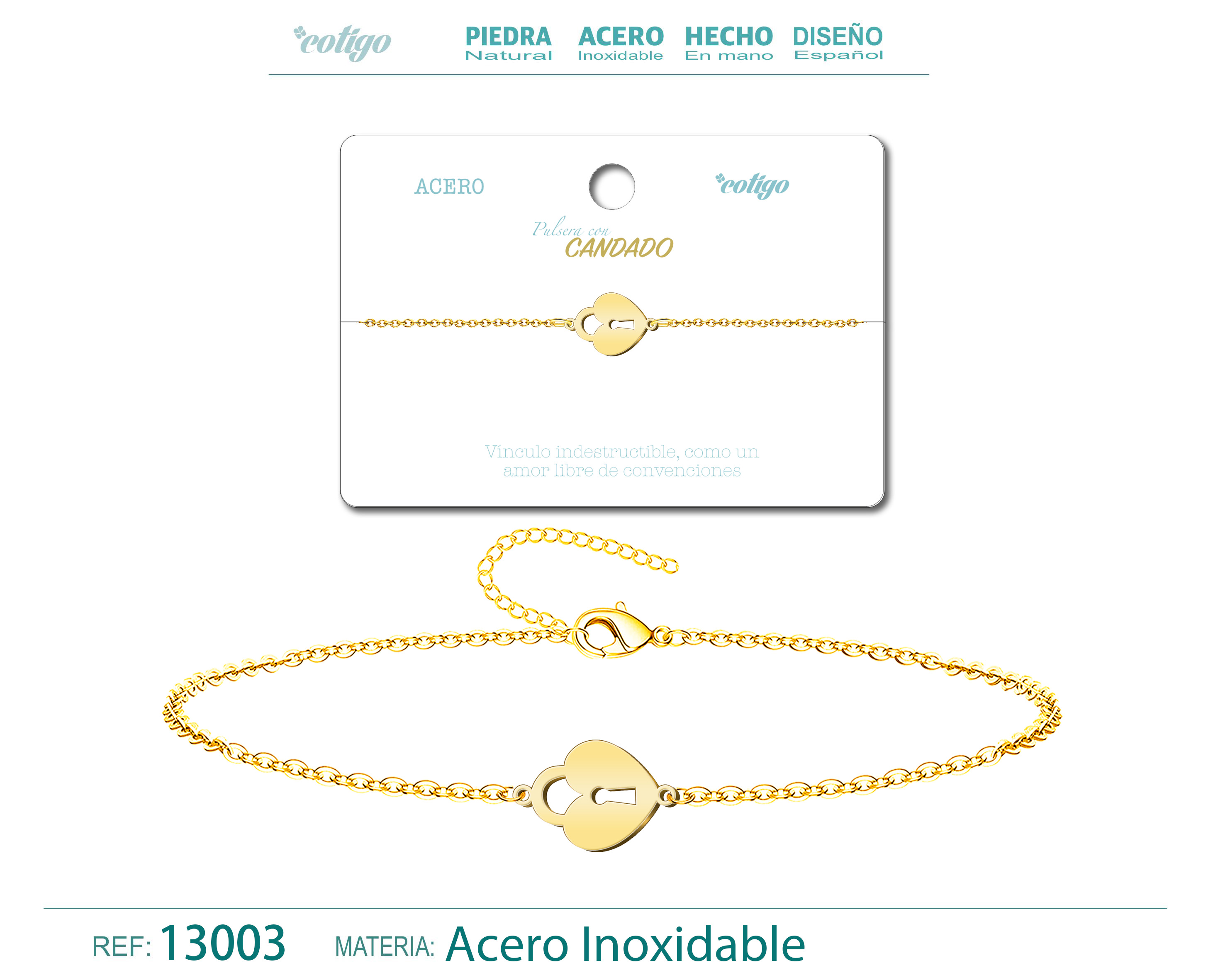 Pulsera CandadoAcero Dorado