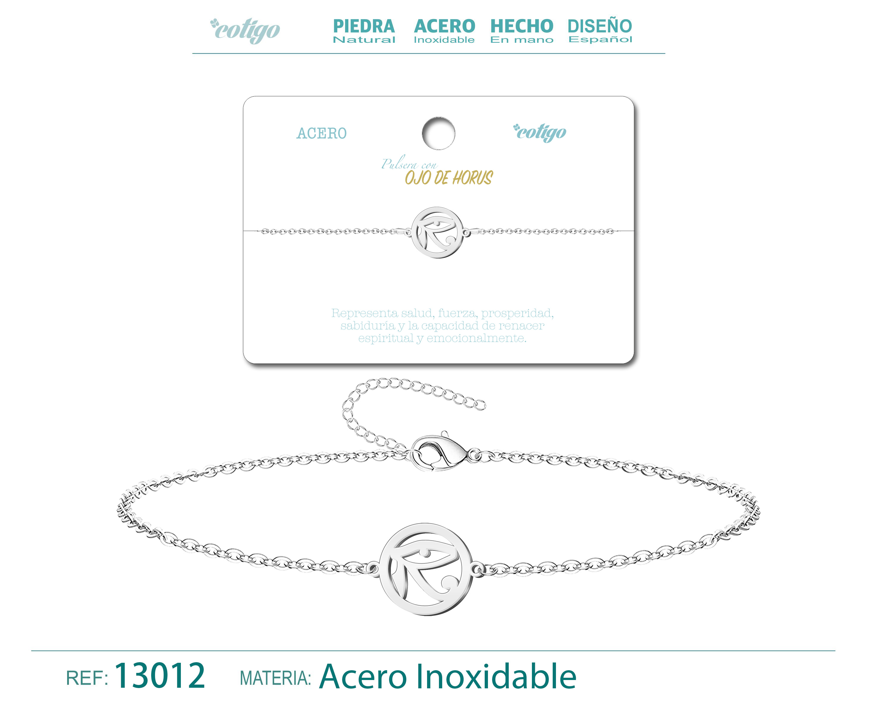 Pulsera Ojo de Horus Acero Plateado