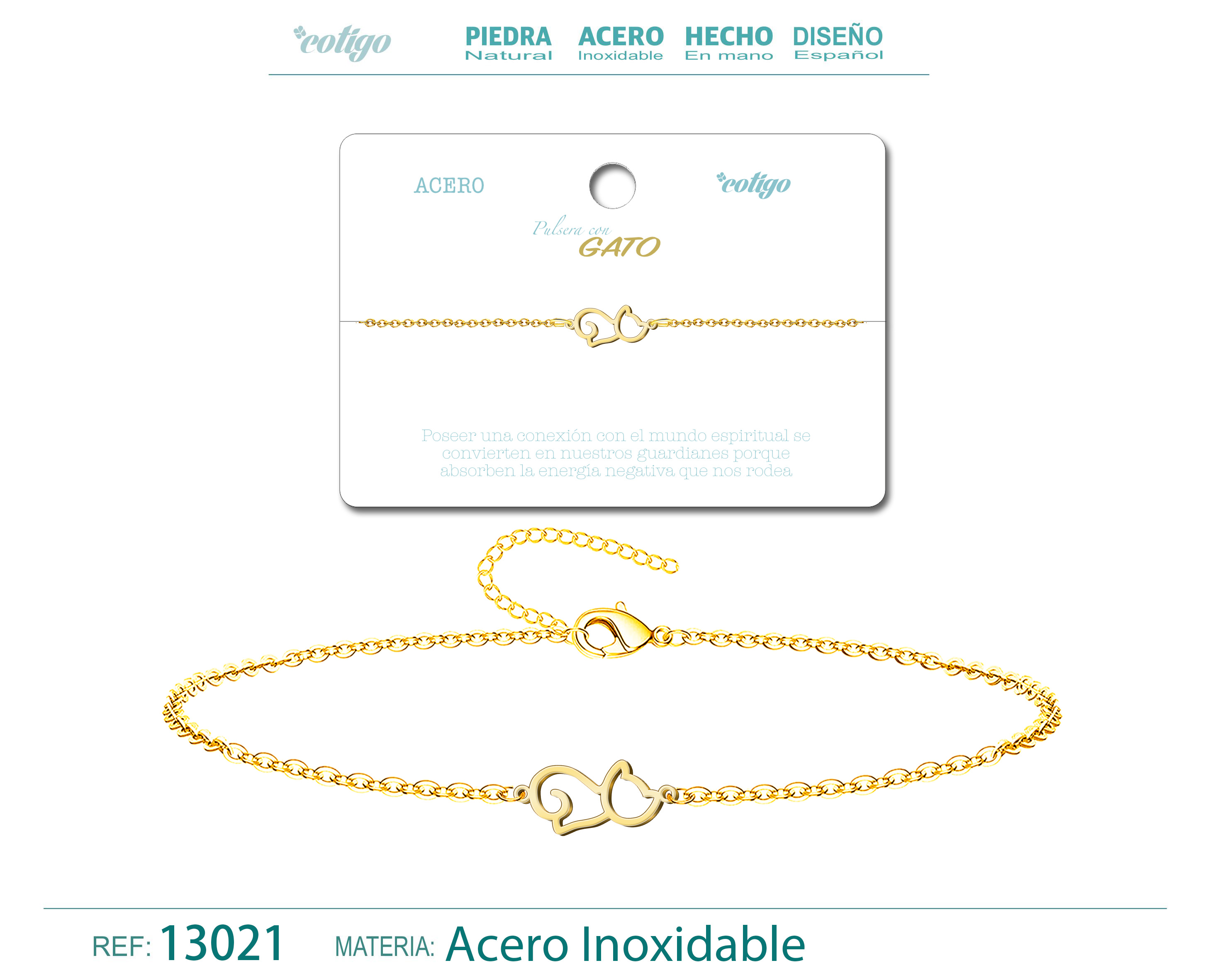Pulsera GatoAcero Dorado