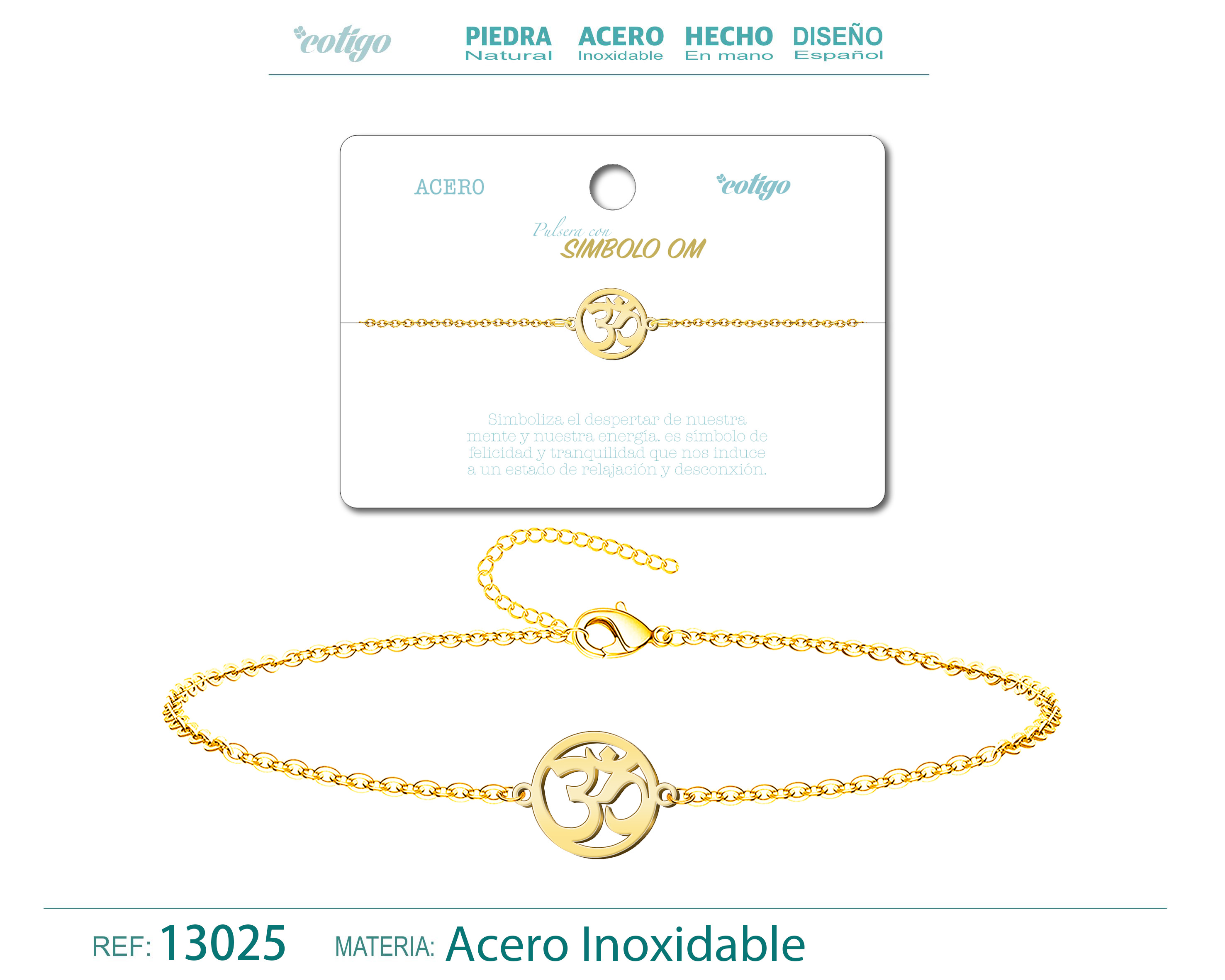 Pulsera Simbolo OMAcero Dorado