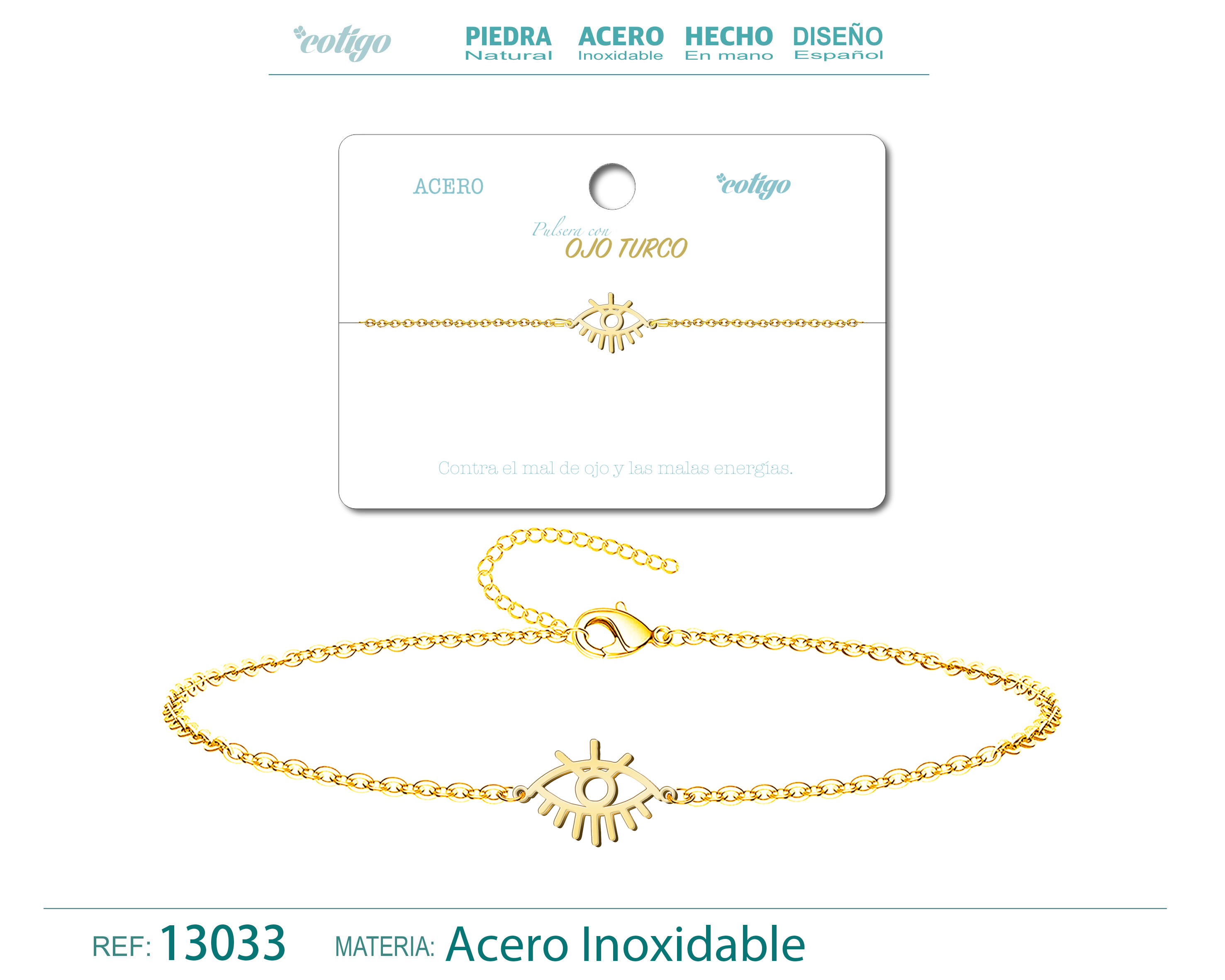 Pulsera Ojo TurcoAcero Dorado