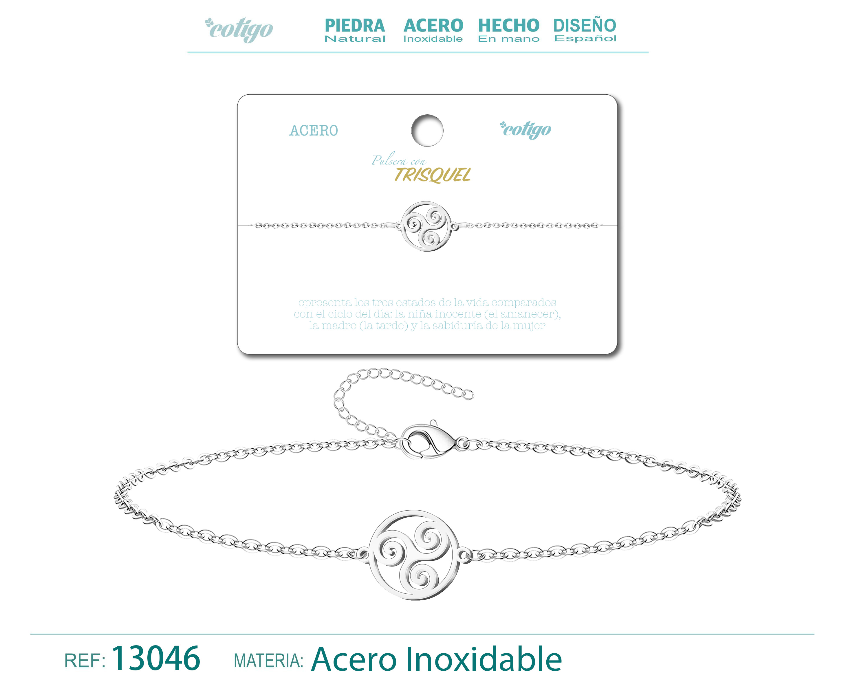 Pulsera Trisquel Acero Plateado