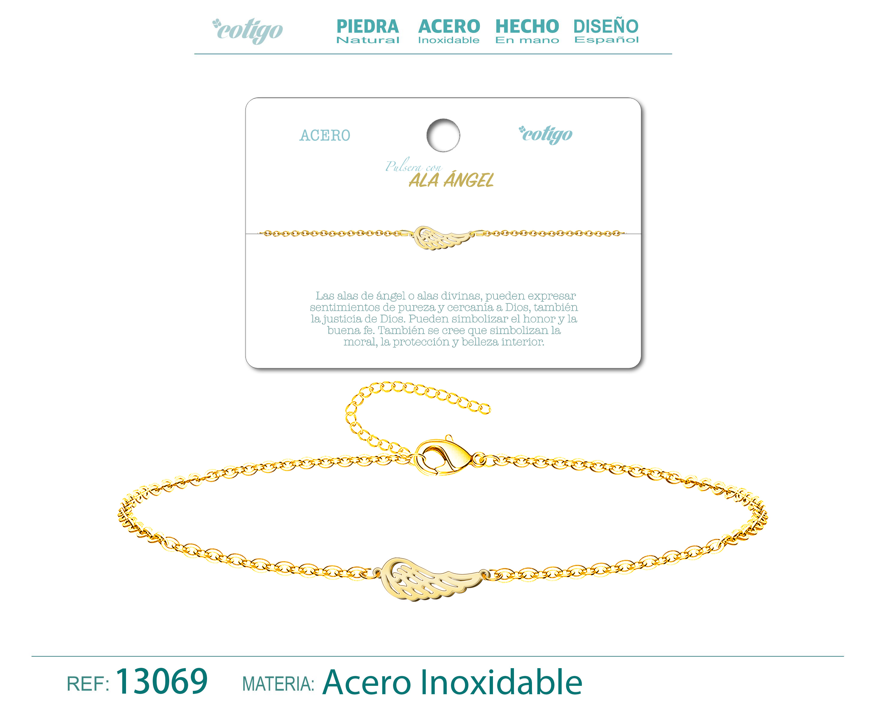 Pulsera Ala ángelAcero Dorado