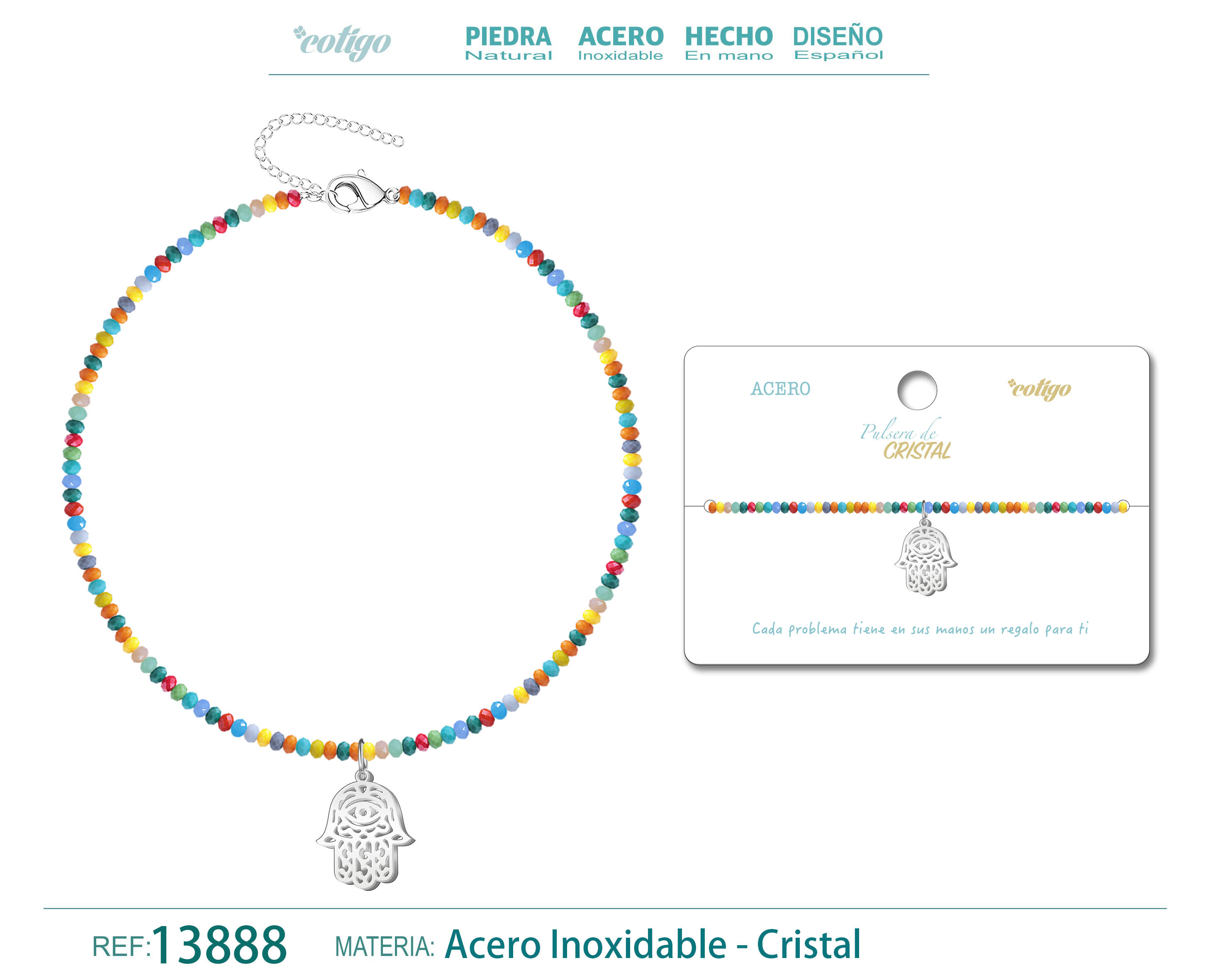 PULSERA CRISTAL MANO DE FATIMA