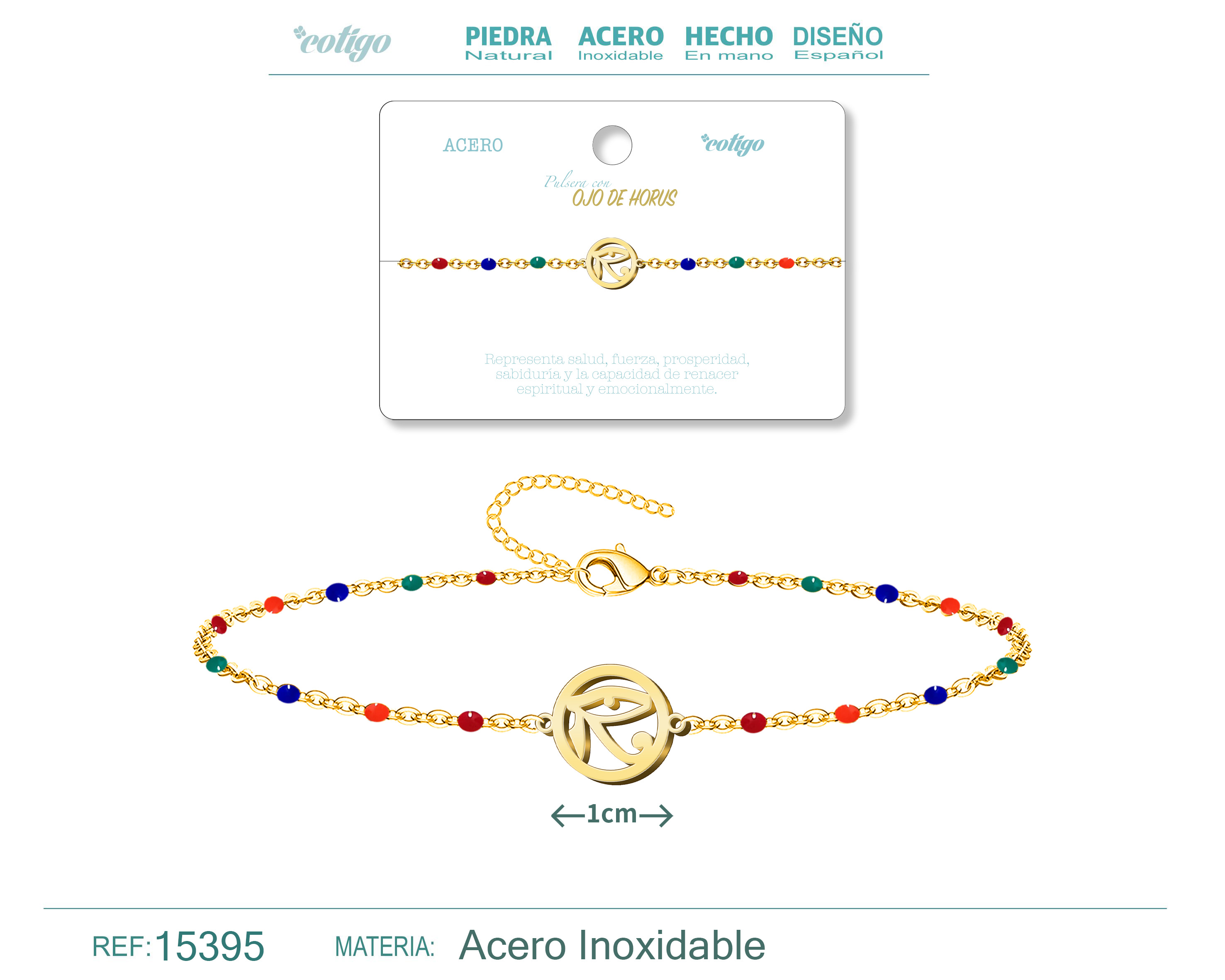 Pulsera Acero Multicolor con Ojo de turco