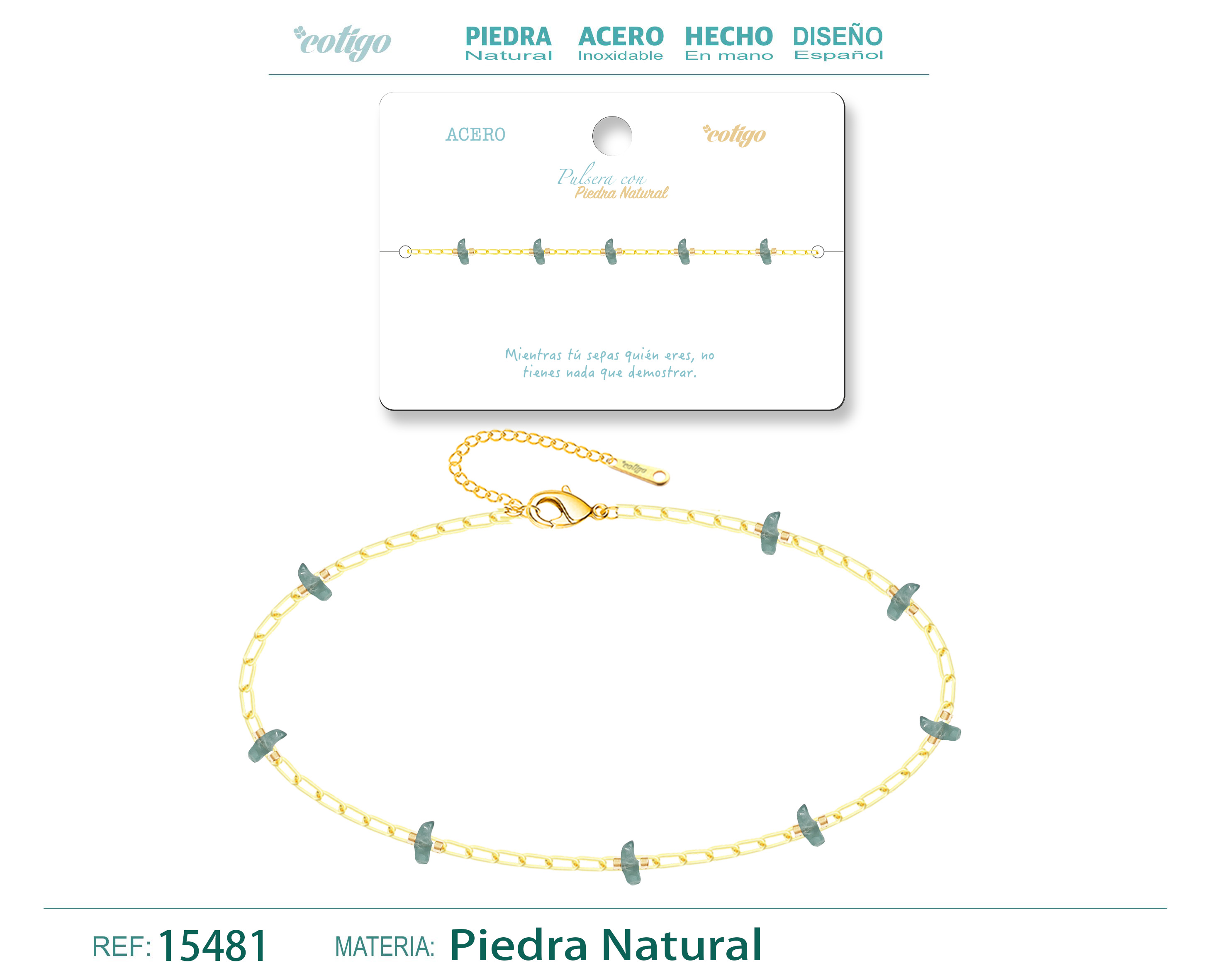 Pulsera Acero con piedra natural