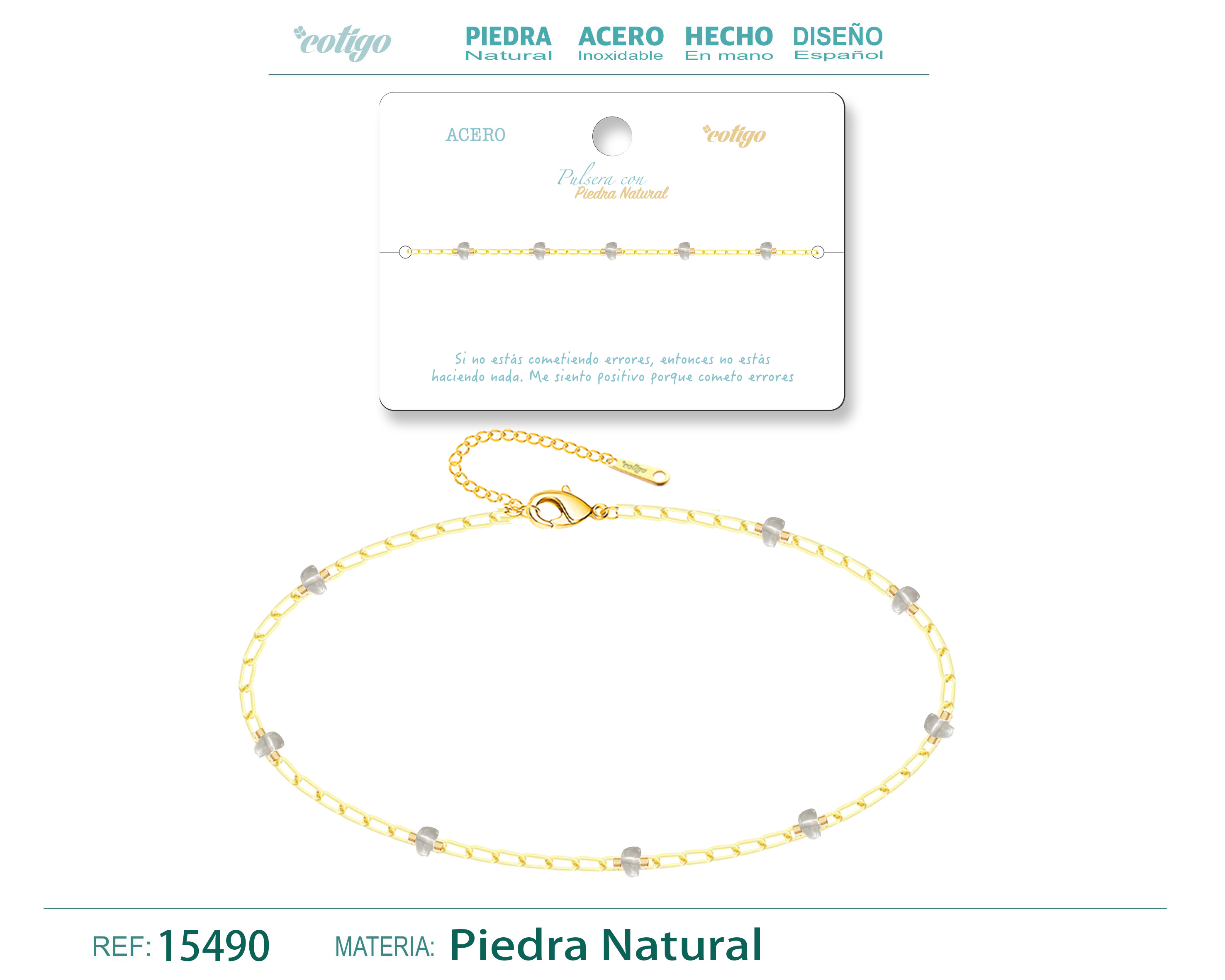 Pulsera Acero con piedra natural
