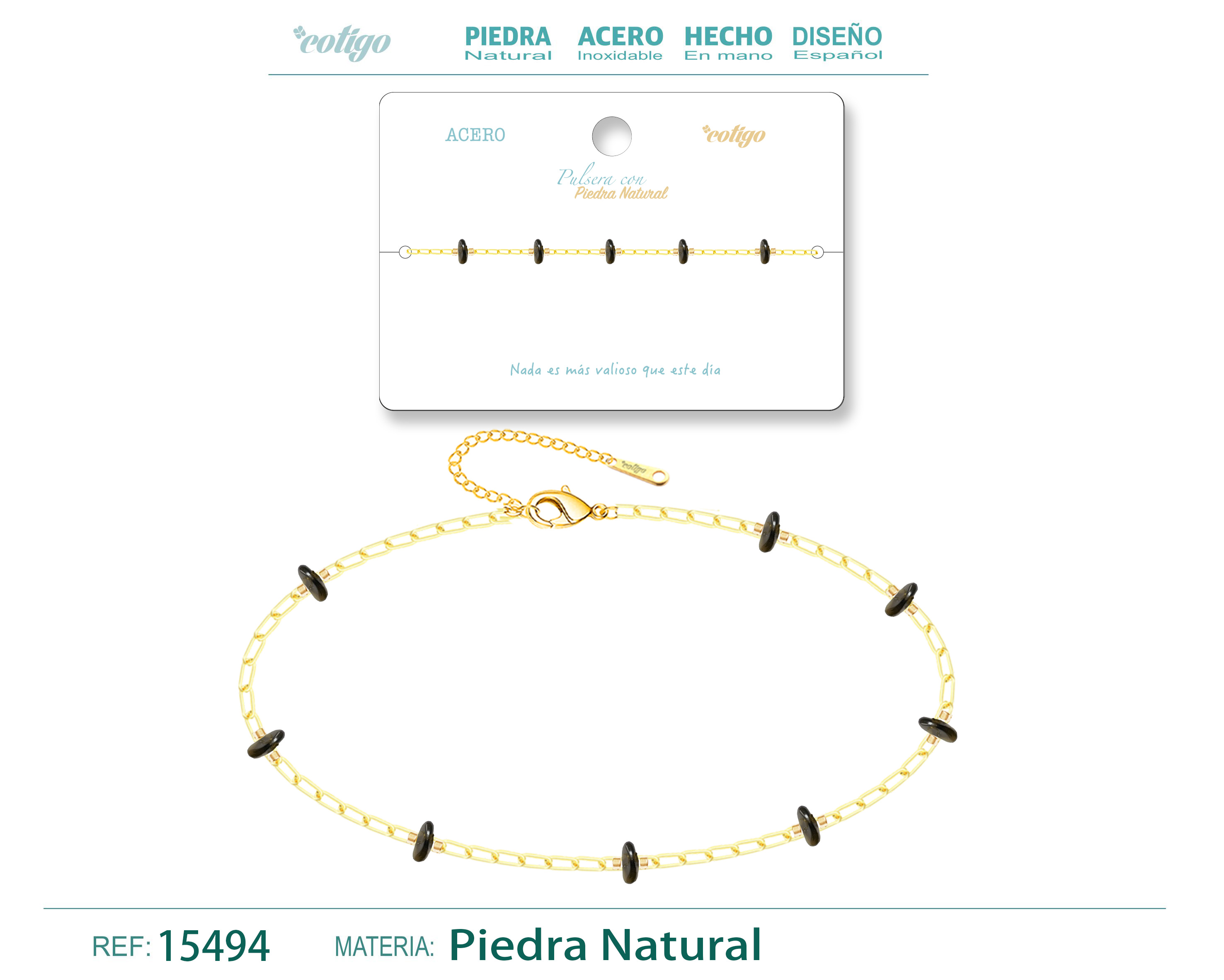 Pulsera Acero con piedra natural