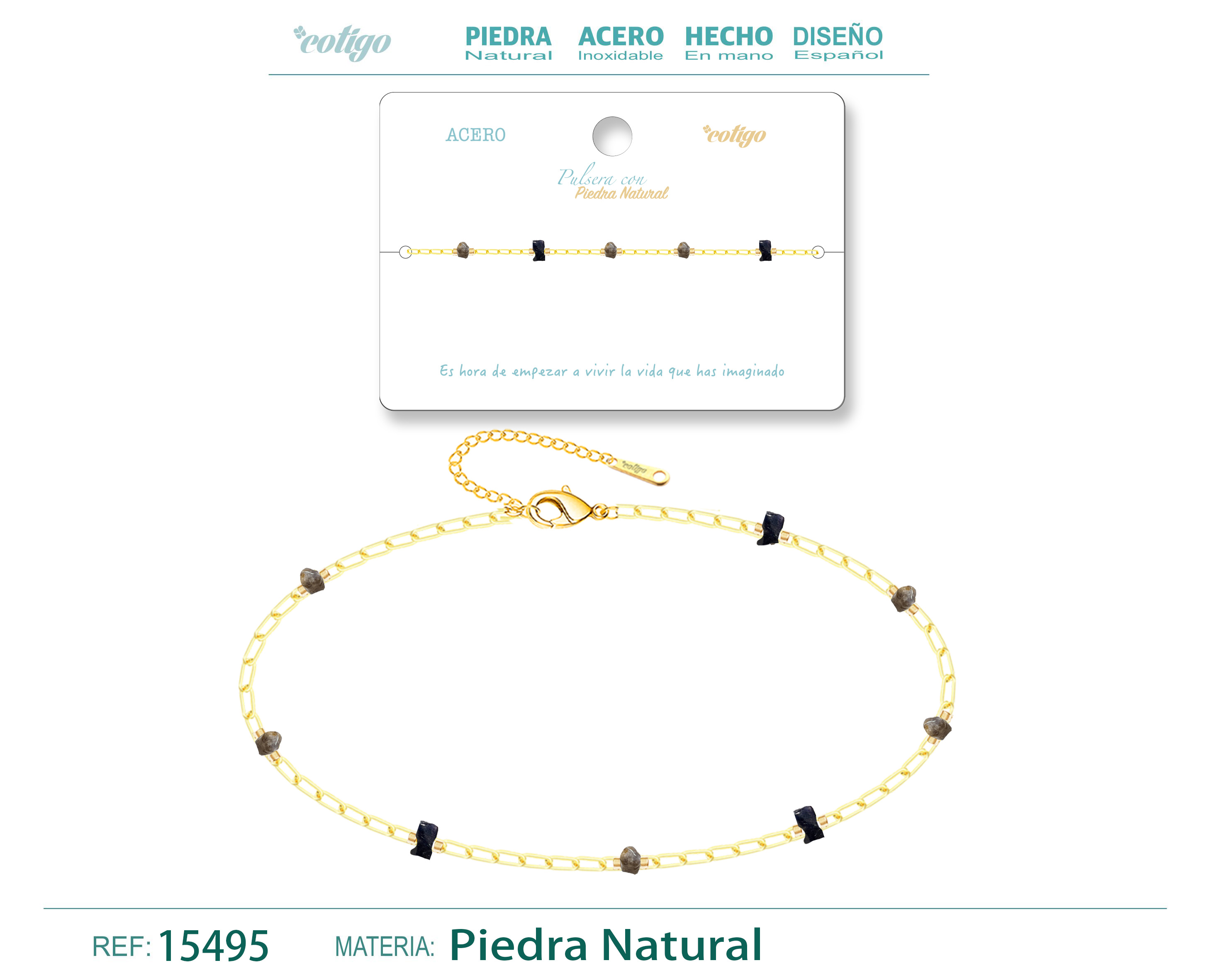 Pulsera Acero con piedra natural