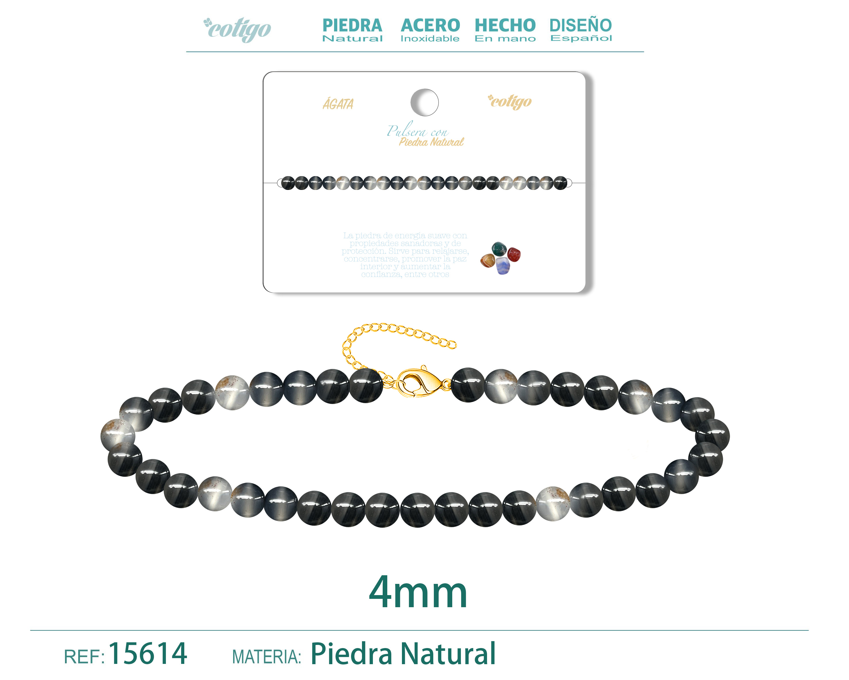 Pulsera Agata 4mm
