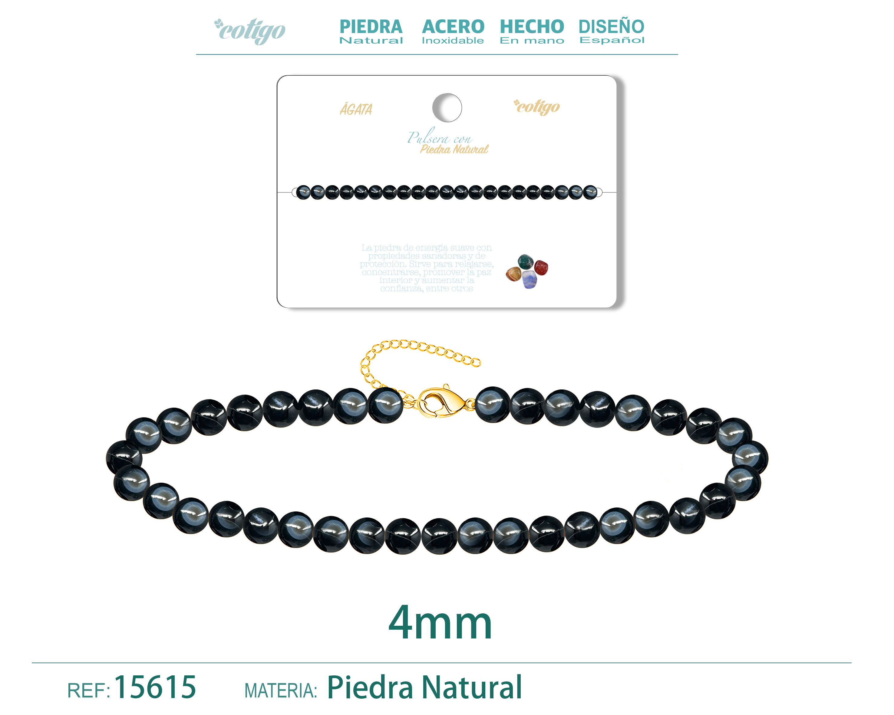 Pulsera Agata 4mm