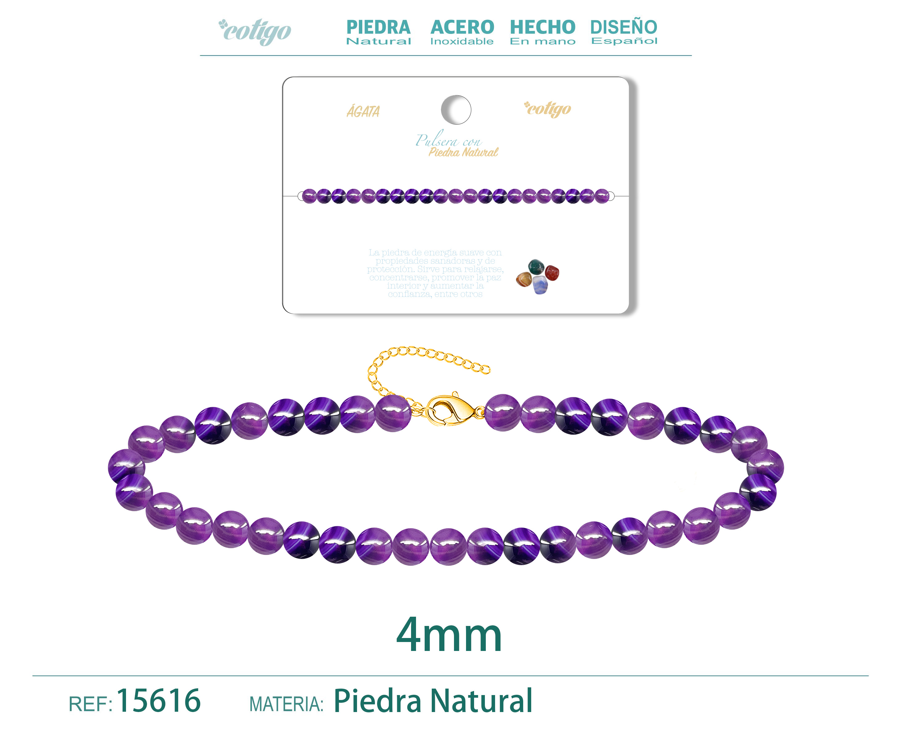 Pulsera Agata 4mm