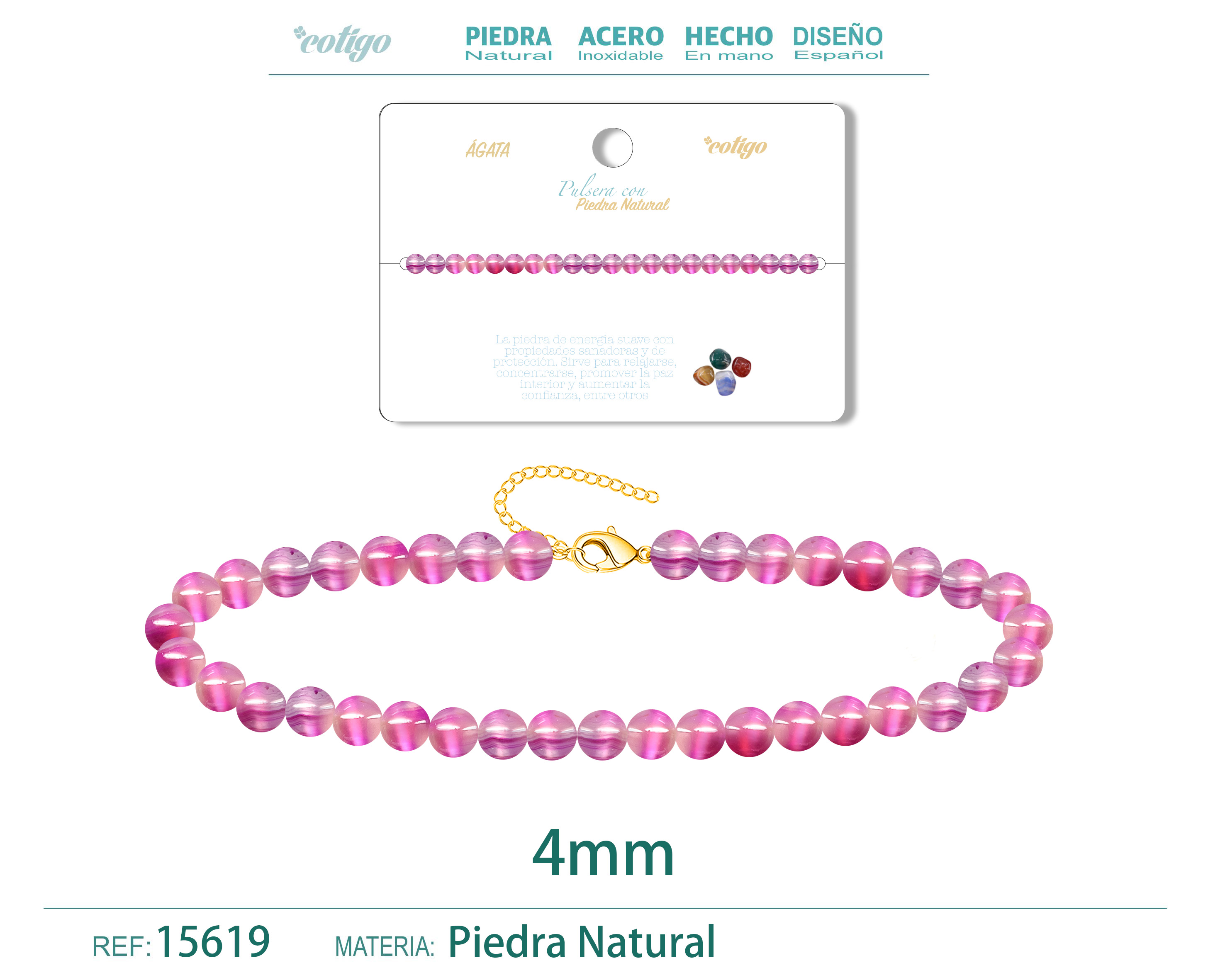 Pulsera Agata 4mm