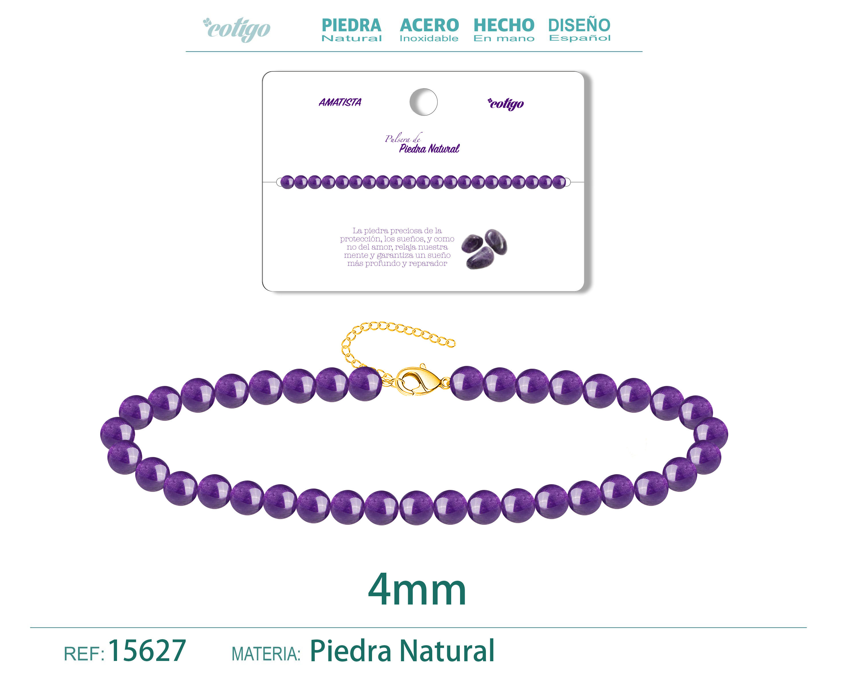 Pulsera Amatista 4mm