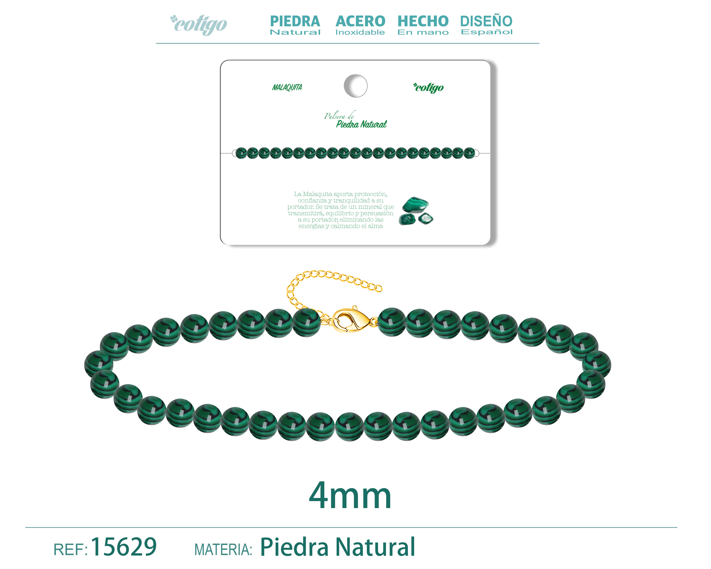 Pulsera Malaquita 4mm