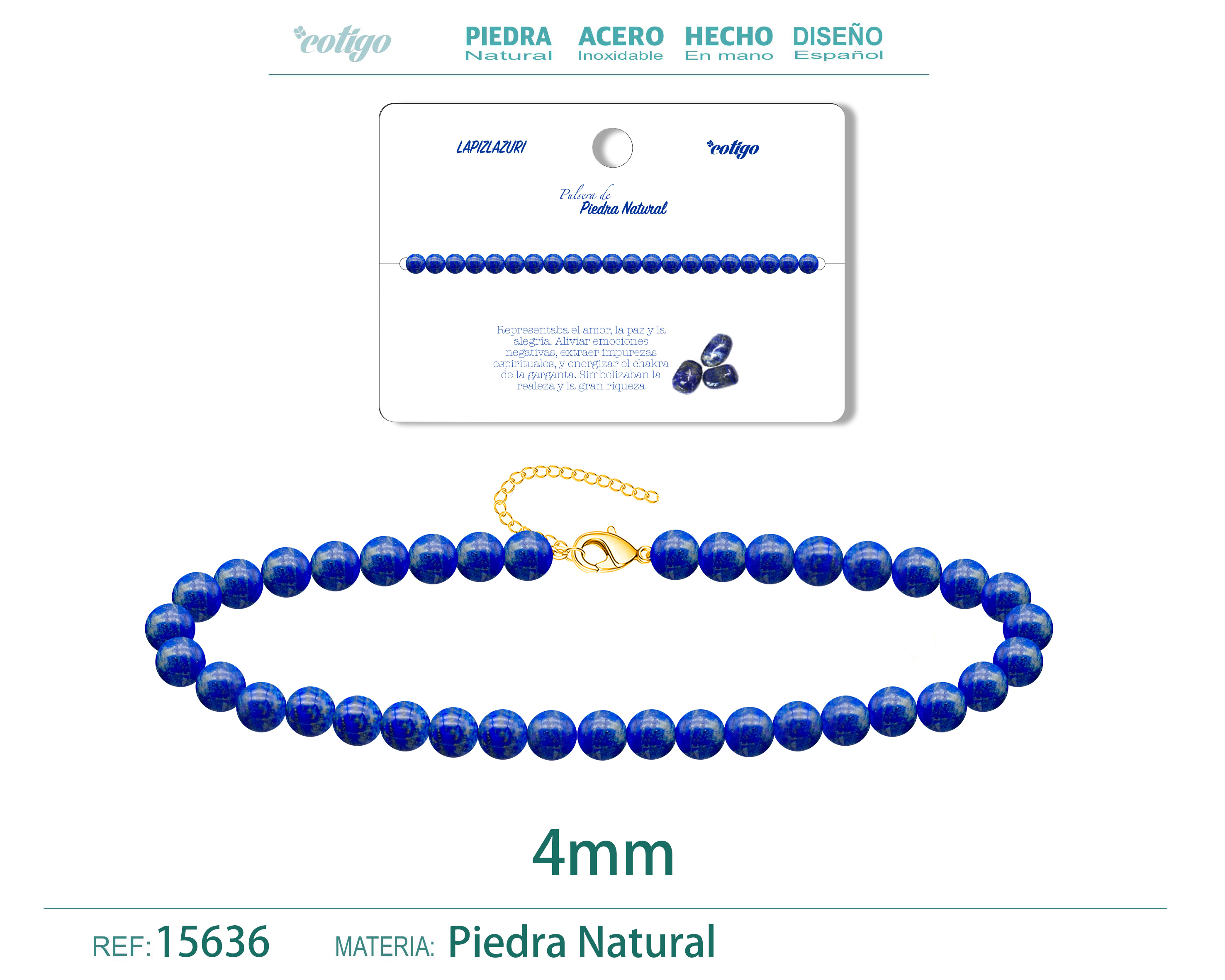 Pulsera Lapizrazuri 4mm