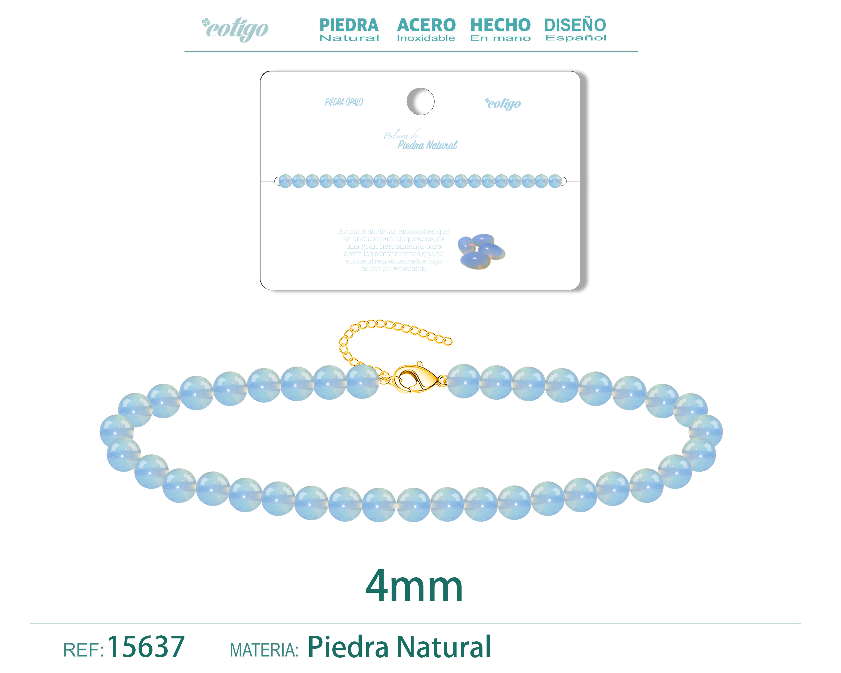 Pulsera Opalina 4mm