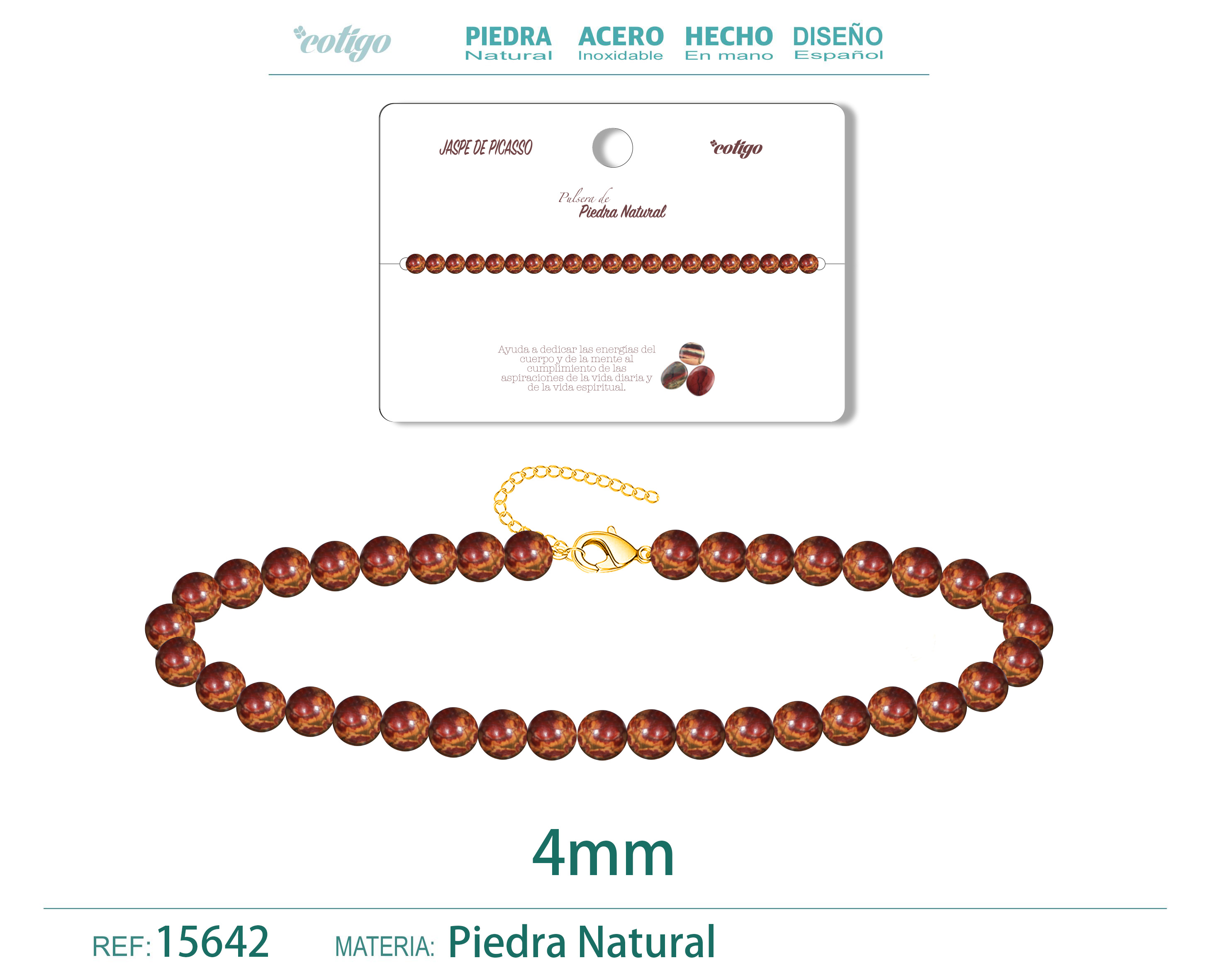 Pulsera Jaspe de picasso 4mm