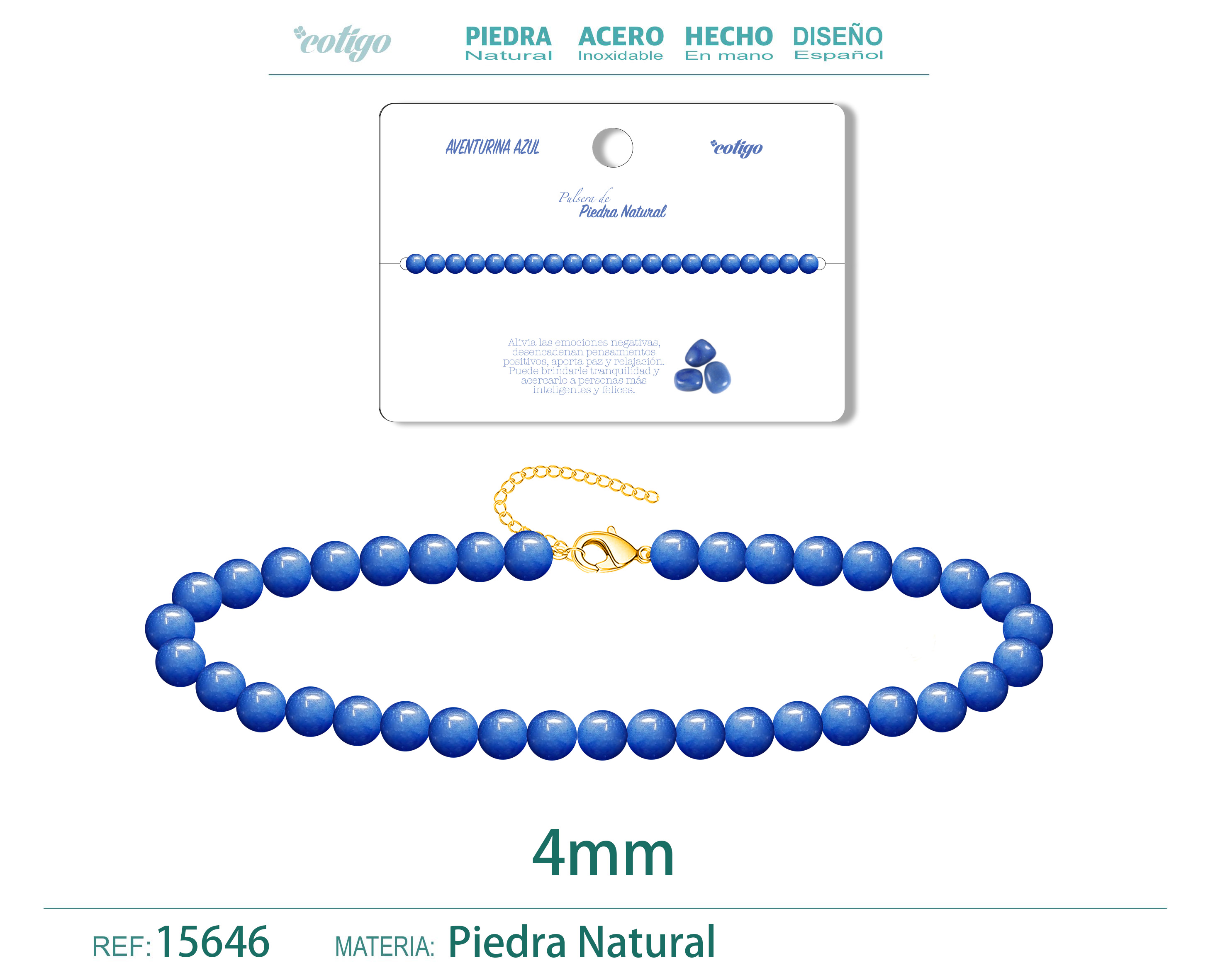 Pulsera Aventurina Azul 4mm