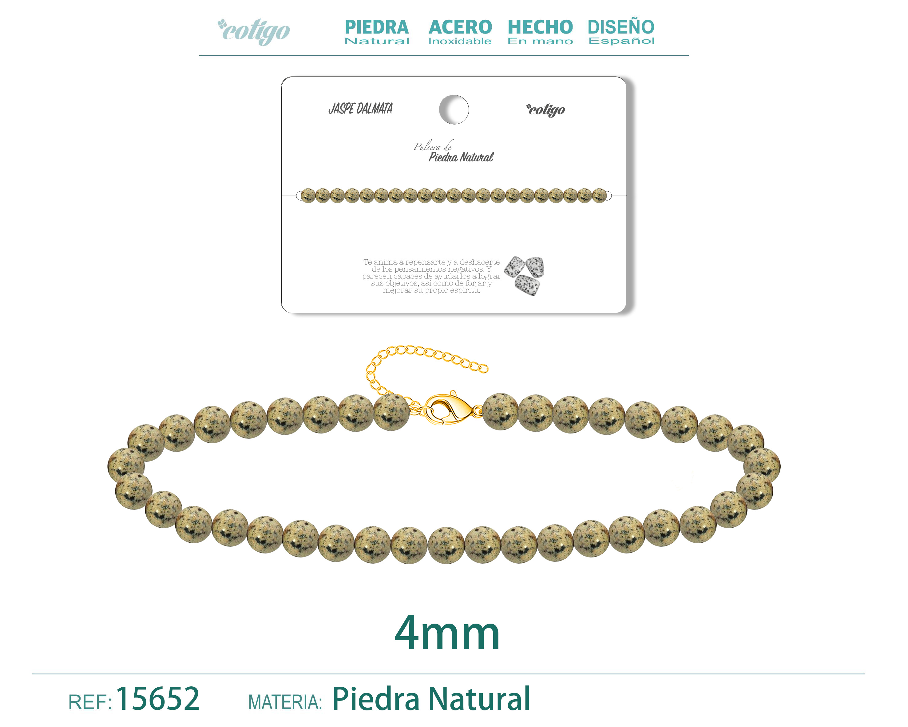 Pulsera Jaspe dalmata 4mm