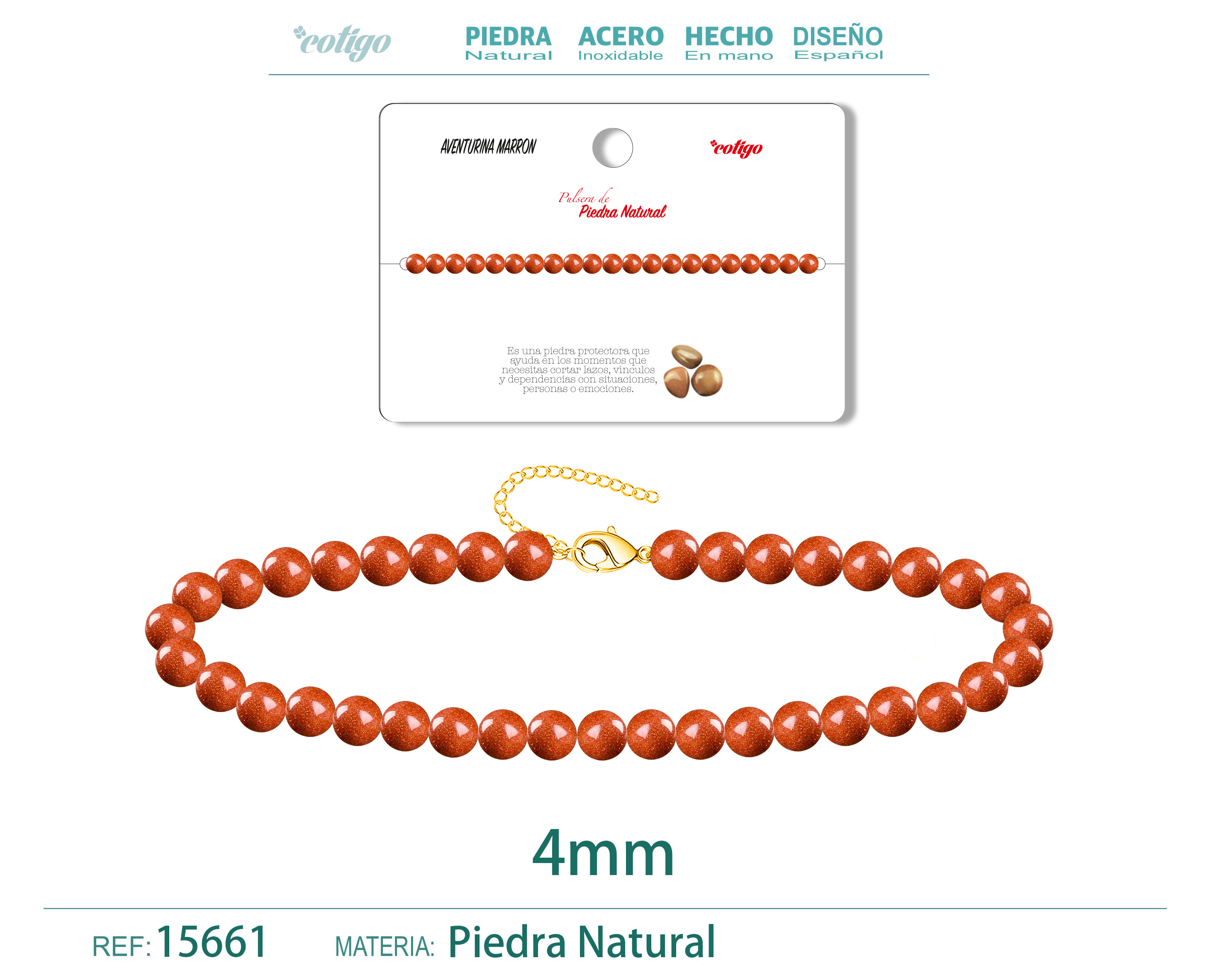 Pulsera Aventurina marron 4mm