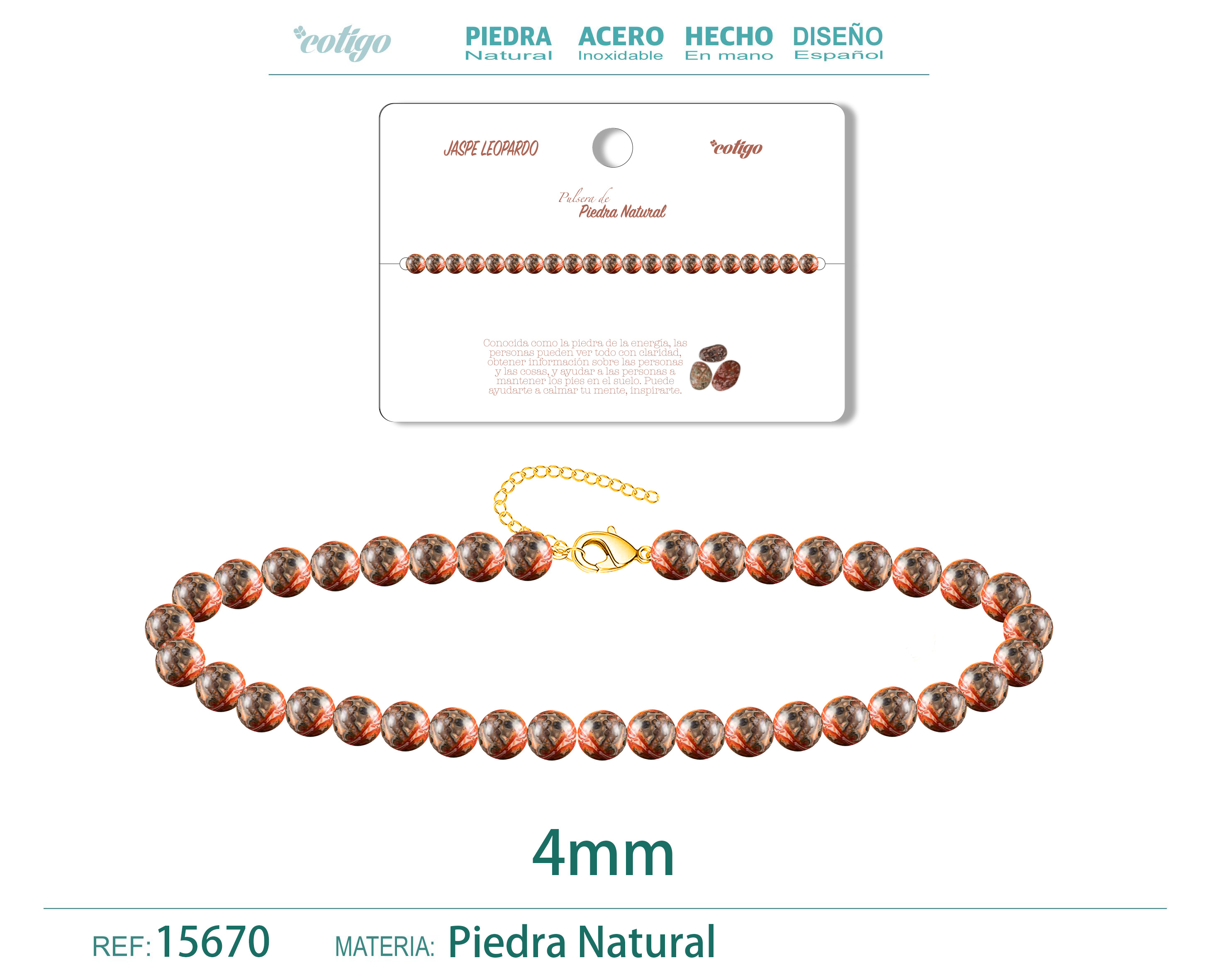 Pulsera Jaspe leopardo 4mm