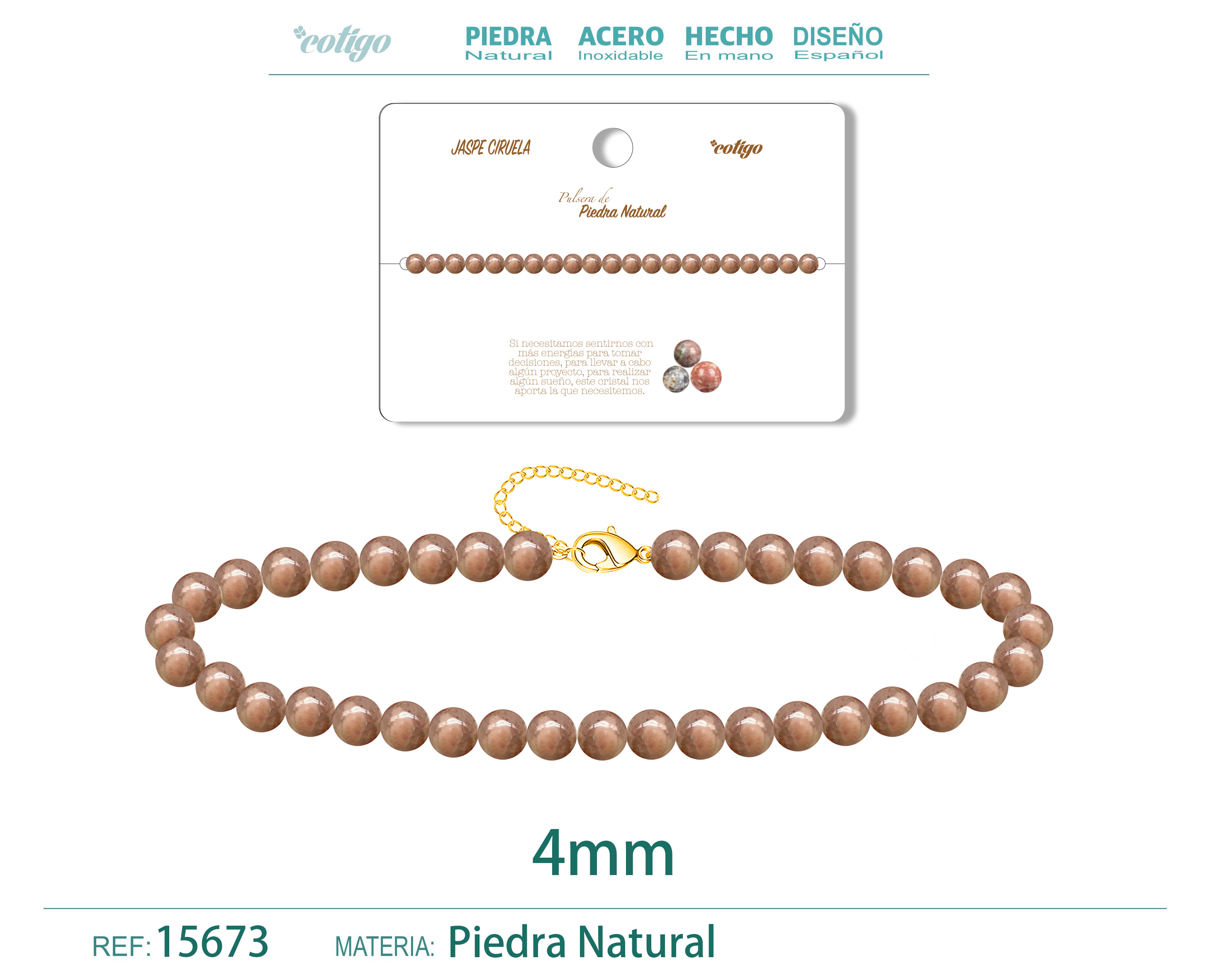 Pulsera Jaspe ciruela 4mm