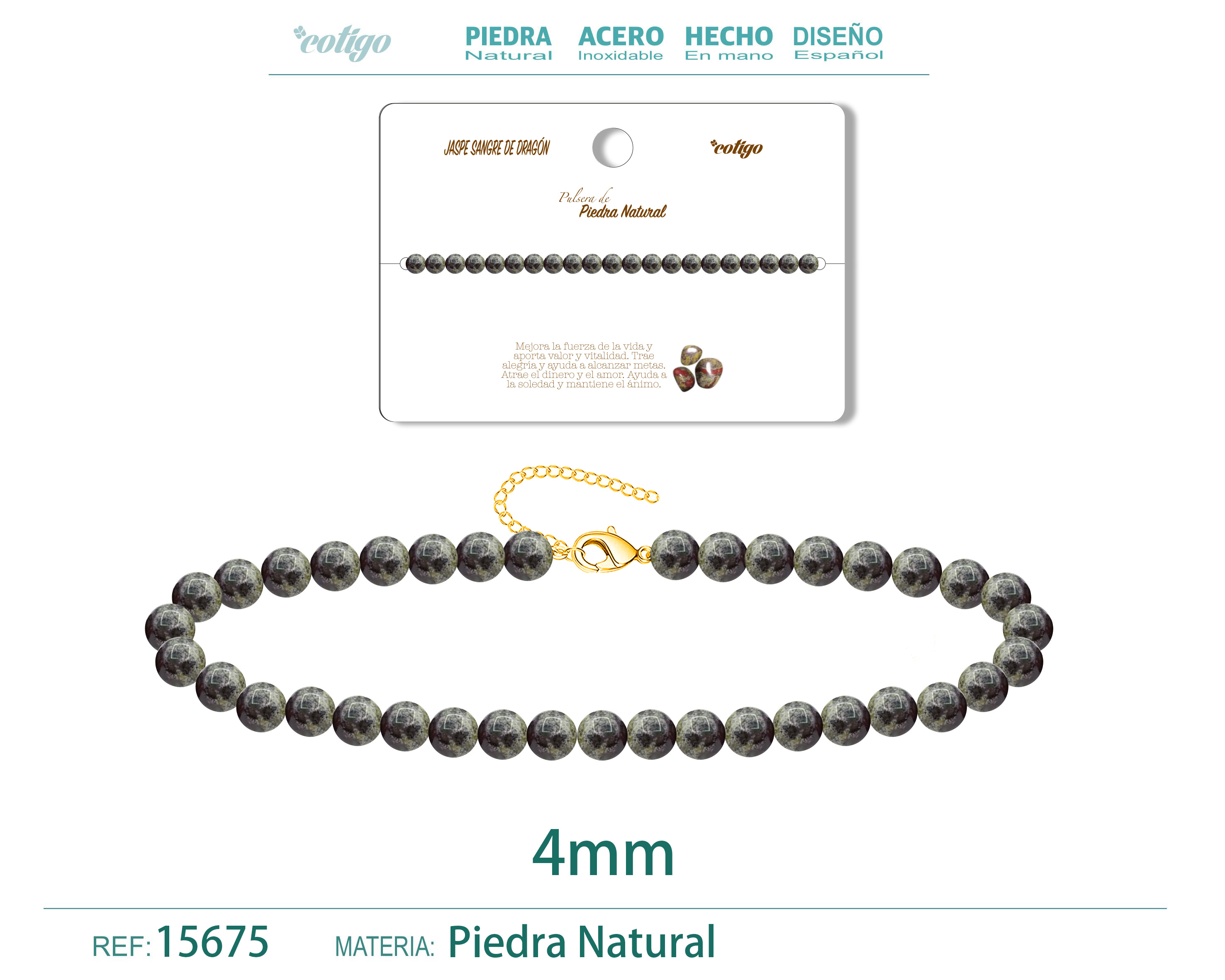 Pulsera Jaspe kambamba 4mm